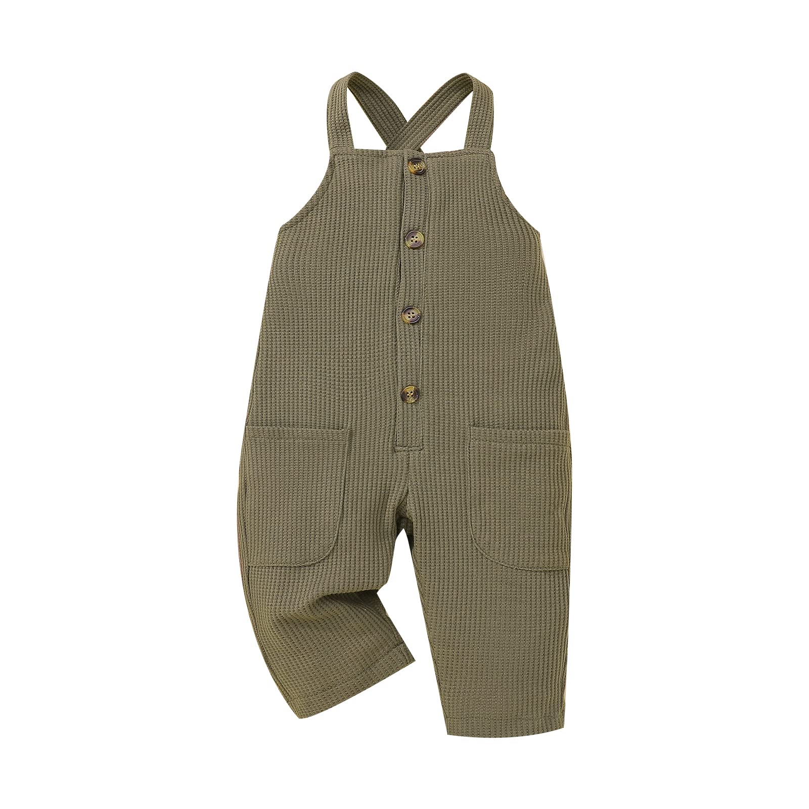 Toddler Baby Overalls - Waffle Knit Suspenders Pants & Sleeveless Romper Jumpsuit for Boys & Girls | Neutral Color Fall Winter Outfit | Perfect for Playdates, Family Photos & Seasonal Layering