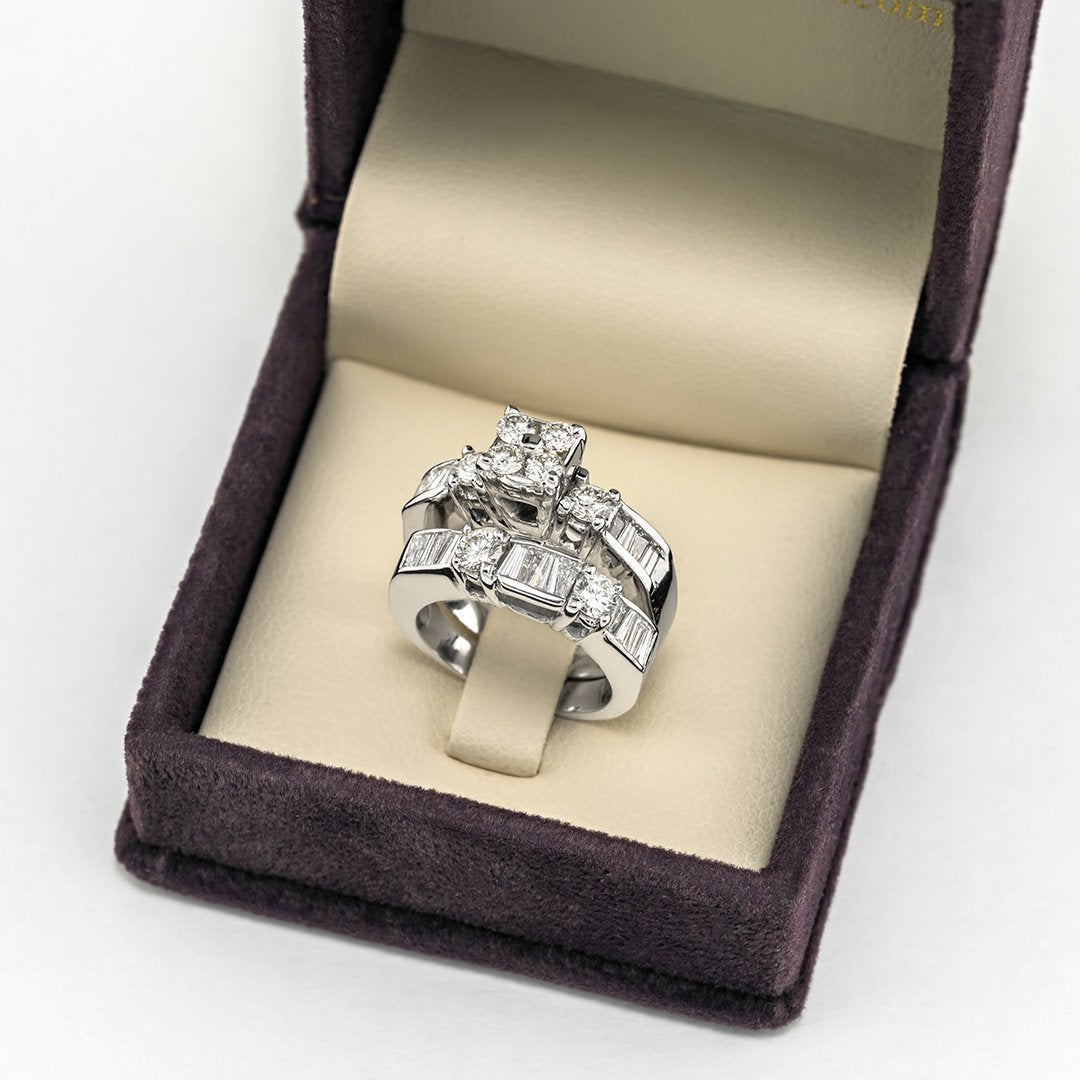 14K White Gold Diamond Bridal Ring Set 3.03 Carat Total Weight - Elegant Wedding Band & Engagement Ring for Women, Perfect for Proposals, Anniversaries & Special Occasions