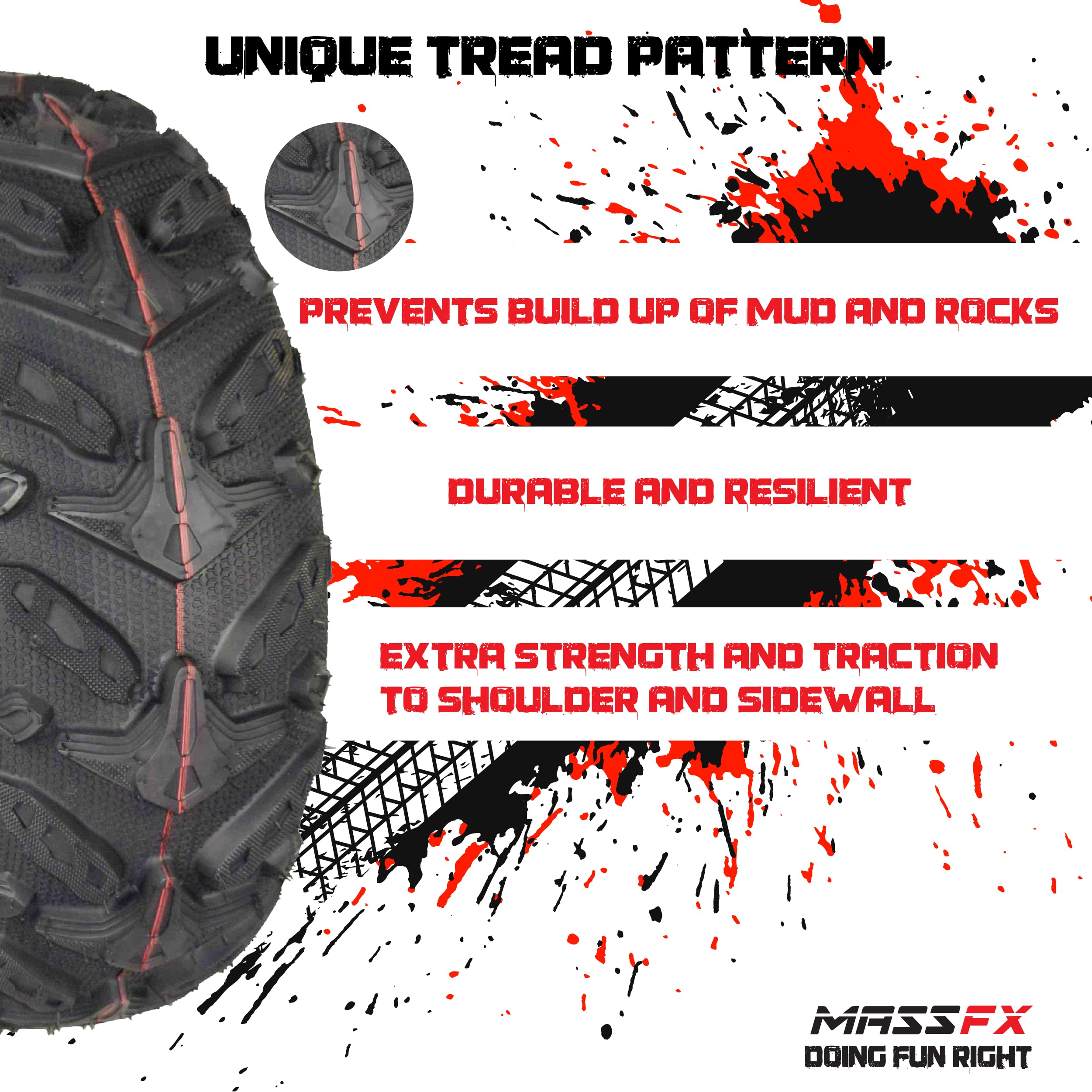 **MASSFX Grinder 24x8-12 Front ATV Tire – 6-Ply All-Terrain Off-Road Tires with Chip & Tear Resistance, Micro Tread Technology for Soft & Hard Pack Ground (2 Pack) – Ideal for Trail Riding, Mudding & Off-Road Adventures**