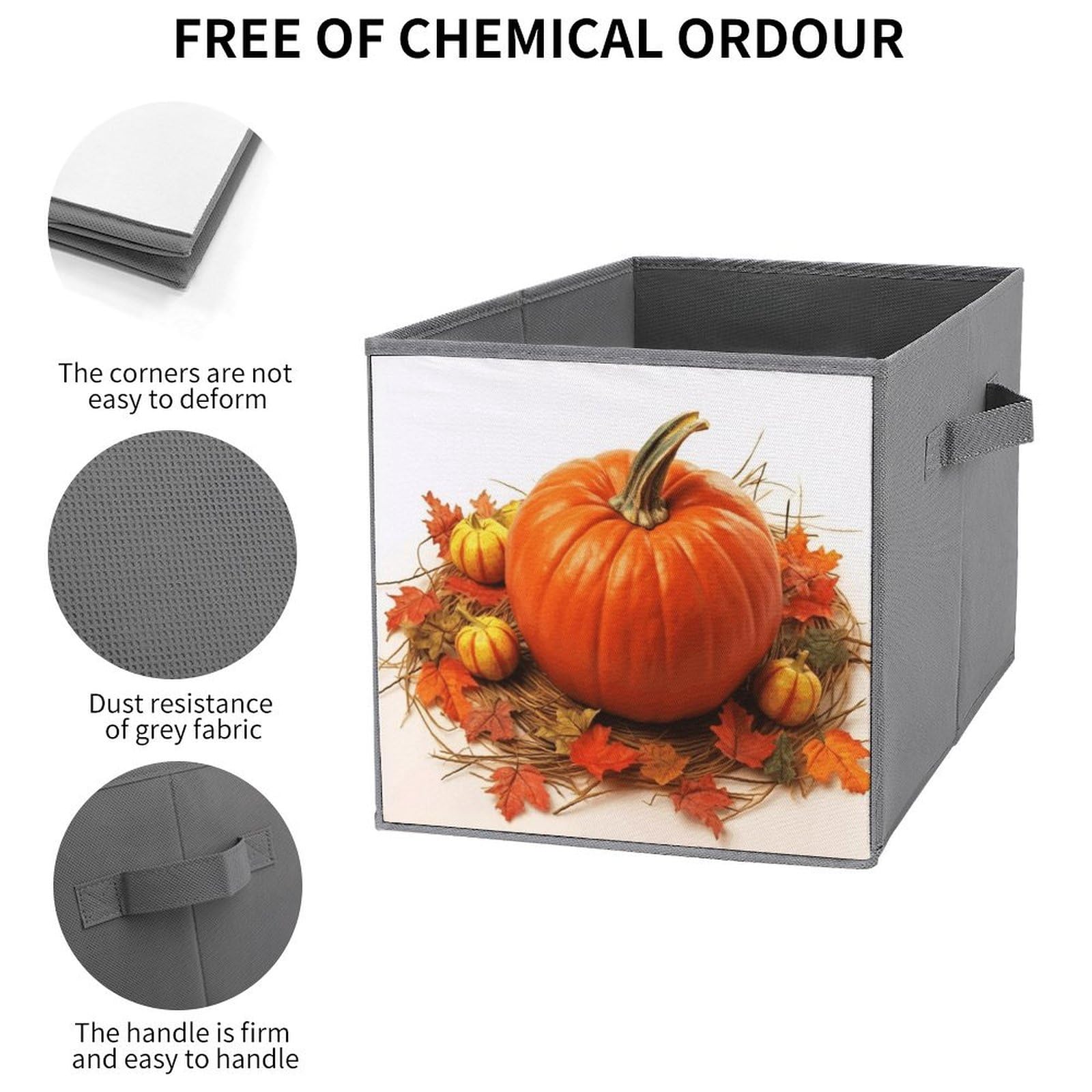 2PCS Pumpkin Storage Bins - Foldable Large Capacity Organizers for Home Office Playroom