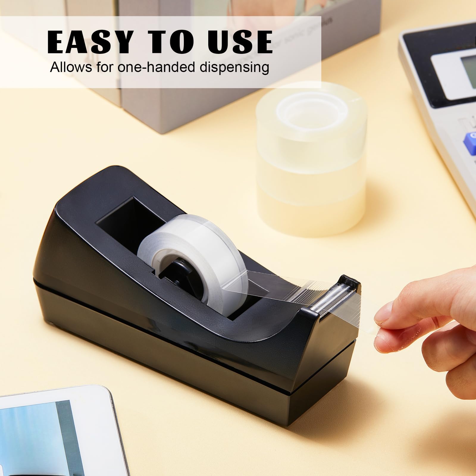 3 Pack Non-Slip Desktop Tape Dispenser for Office, Home & School - Heavy Duty Tape Roll Holder with Sturdy Base (Tape Not Included) - Perfect for Wrapping Gifts, Organizing Documents & Crafting Projects