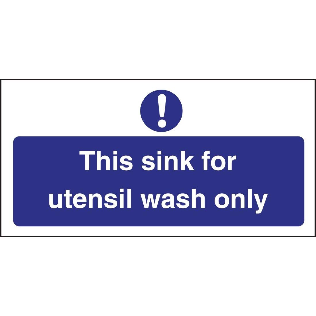 Utensil Wash Only Sign 230 x 90mm - Dishwasher Safe Kitchen Label for Commercial & Home Use