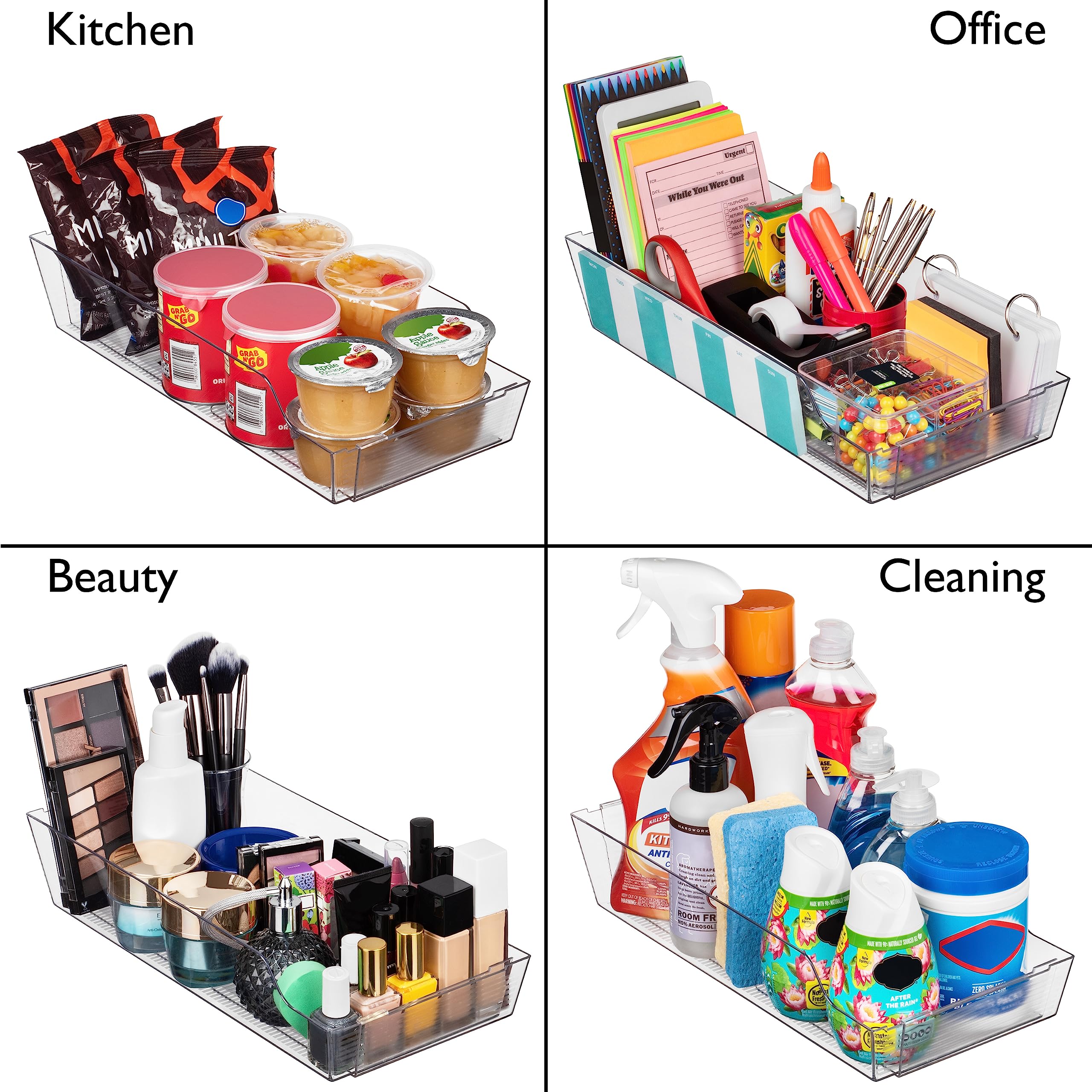 ClearSpace Adjustable Can Organizer for Refrigerator - Expandable Soda Can Dispenser Fits Most Cabinets, Pantries & Fridges - Organize Beverages, Soup & Canned Goods (4 Pack) - Perfect for Kitchen Storage, Garage Shelving & Pantry Organization