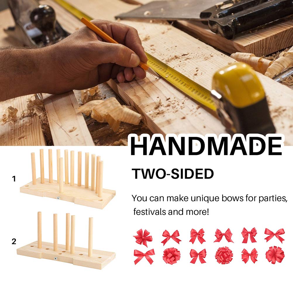 Wooden Bow Maker Tool for Ribbon Bows - DIY Holiday Wreaths, Gift Wrapping, Party Decorations & Hair Accessories - Durable Portable Bow Tie Maker for Christmas, Weddings & Home Crafting