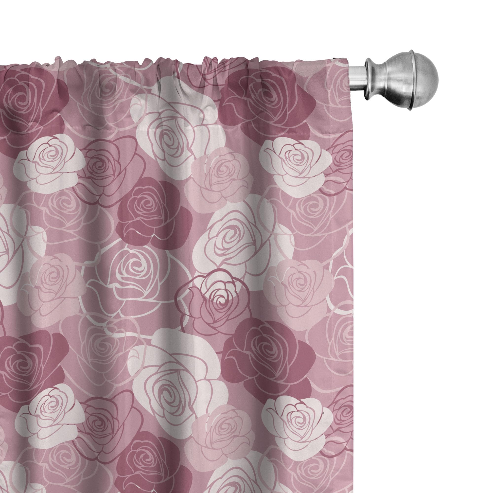 Ambesonne Rose Flower Curtains - Pastel Tone Romantic Floral Design with Petals & Blossom Print, 2 Panel Window Treatments Set (28