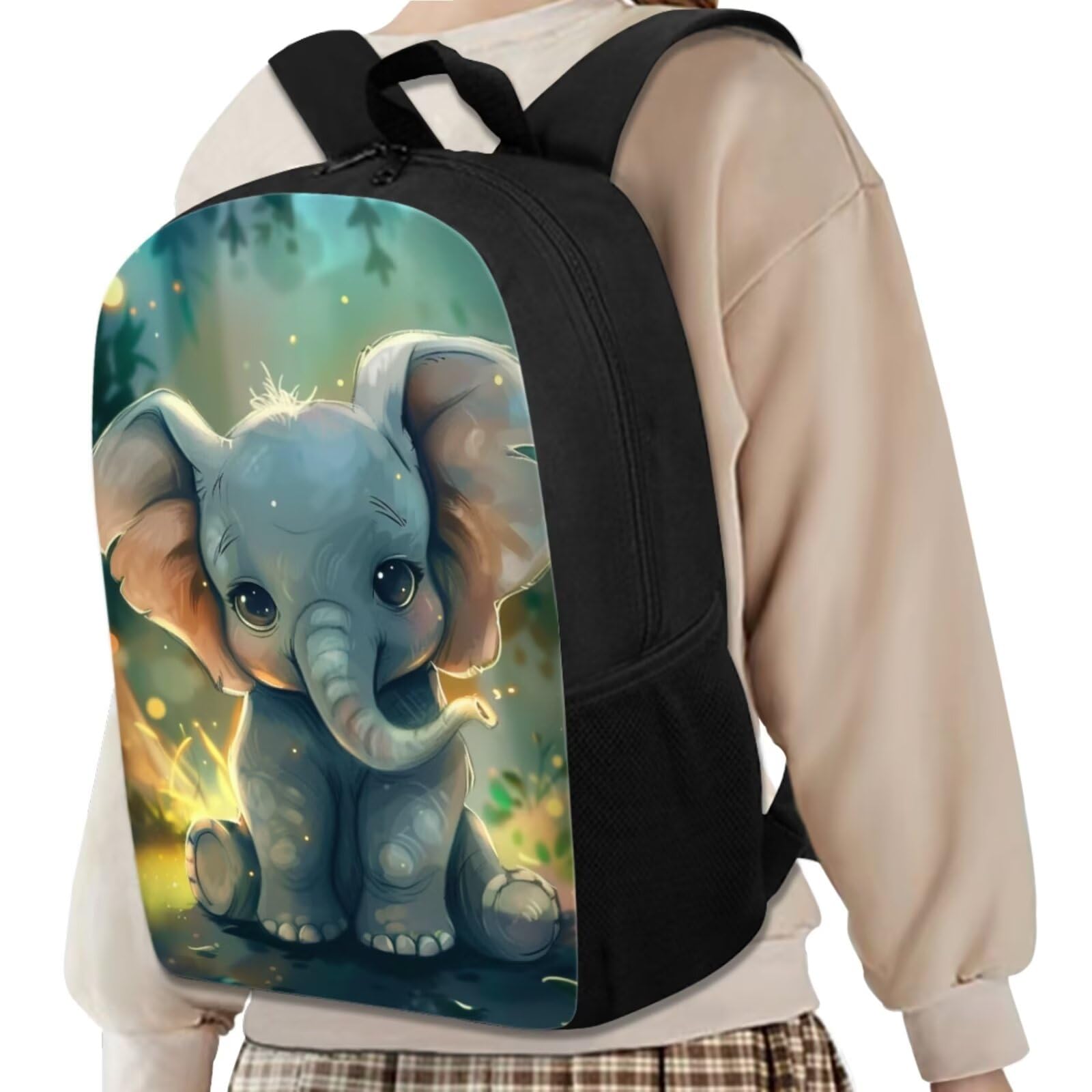 **Ystardream 3D Elephant Print Backpack Set - 17 Inch School Bag with Lunch Box & Pencil Case for Kids, Teens & Women - Durable Bookbag for Middle School, College & Daily Use - Perfect for Back to School, Travel & Outdoor Activities**