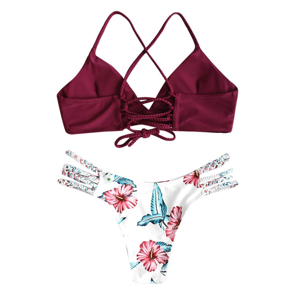 NREALY Women's Floral Push Up Bikini Set - 2 Piece High Waist Swimwear for Beach, Pool & Summer Vacations