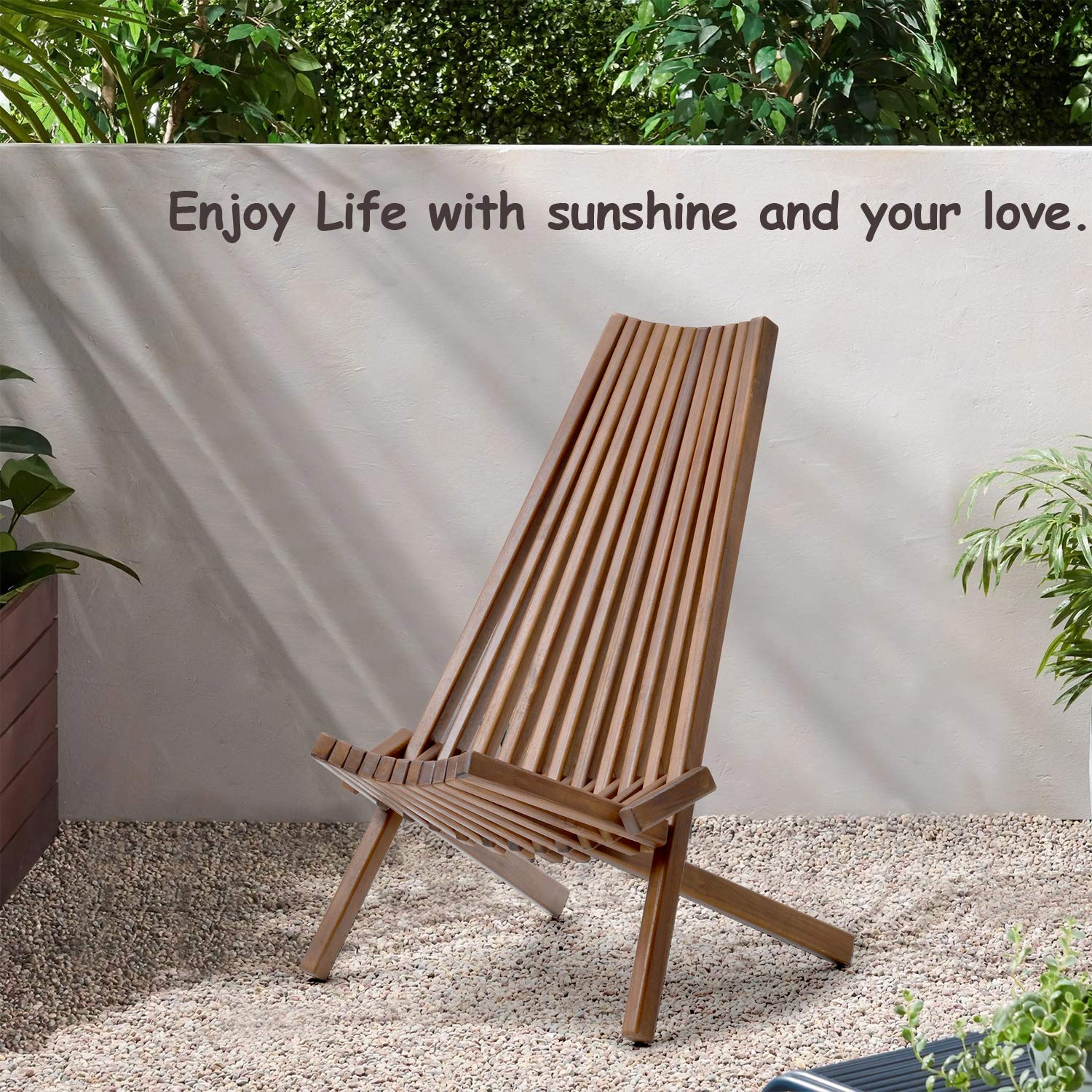 **Solid Wood Folding Garden Chairs - Acacia Wood Foldable Lounge Chair for Indoor & Outdoor Use - Handcrafted Patio Seating for Beach, Yard, Balcony - No Assembly Required - Perfect for Relaxing, Camping & Picnics**