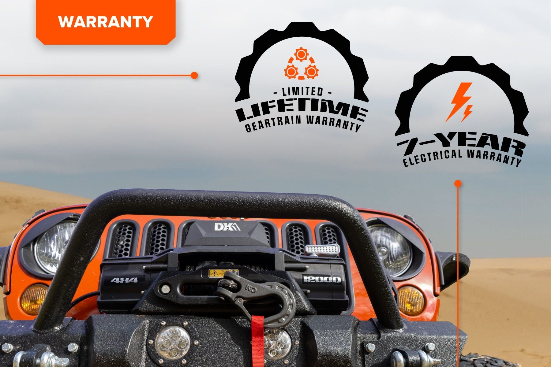 DK2 S12000 SR 12,000 lbs Electric Winch with Synthetic Rope for 4x4 Trucks & Off-Road Vehicles - Heavy Duty Recovery, Towing & Off-Road Adventures