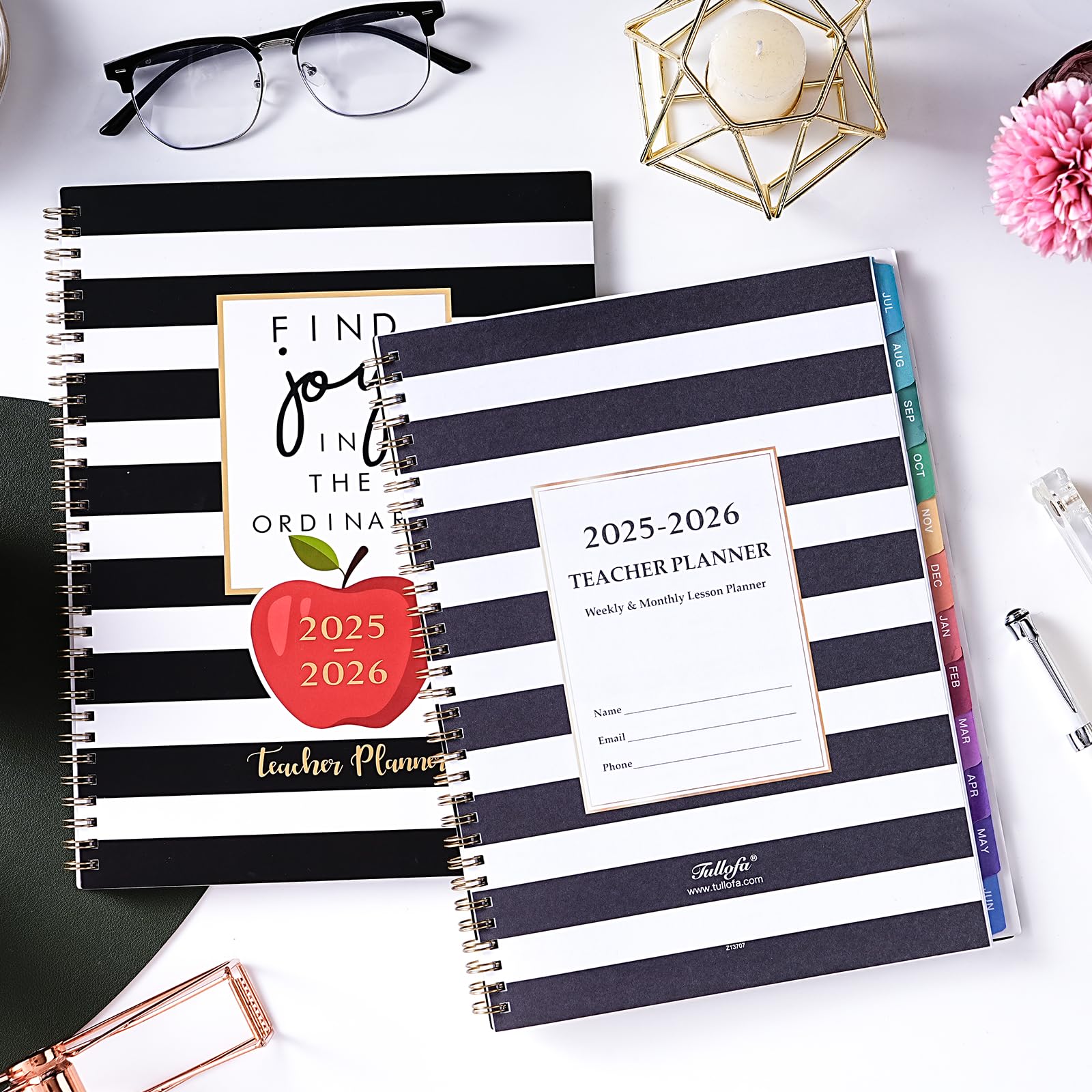 2025-2026 Teacher Planner - Weekly & Monthly Lesson Organizer, Academic Year July 2025 to June 2026, 8x10 Inch Twin-Wire Bound Planner for Educators - Classic Black | Perfect for Classroom Planning, Homeschooling & Teacher Gifts