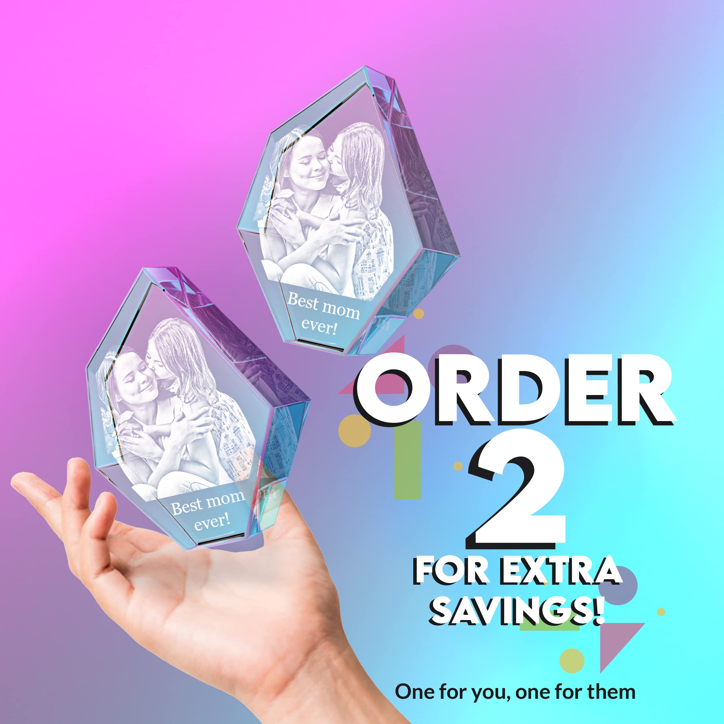 3D Personalized Crystal Photo Gift - Custom Laser Engraved Inside Iceberg Crystal for Mom, Dad, Men & Women | Unique Christmas Present with Your Own Picture | Perfect for Anniversaries, Weddings, Memorials & Special Occasions
