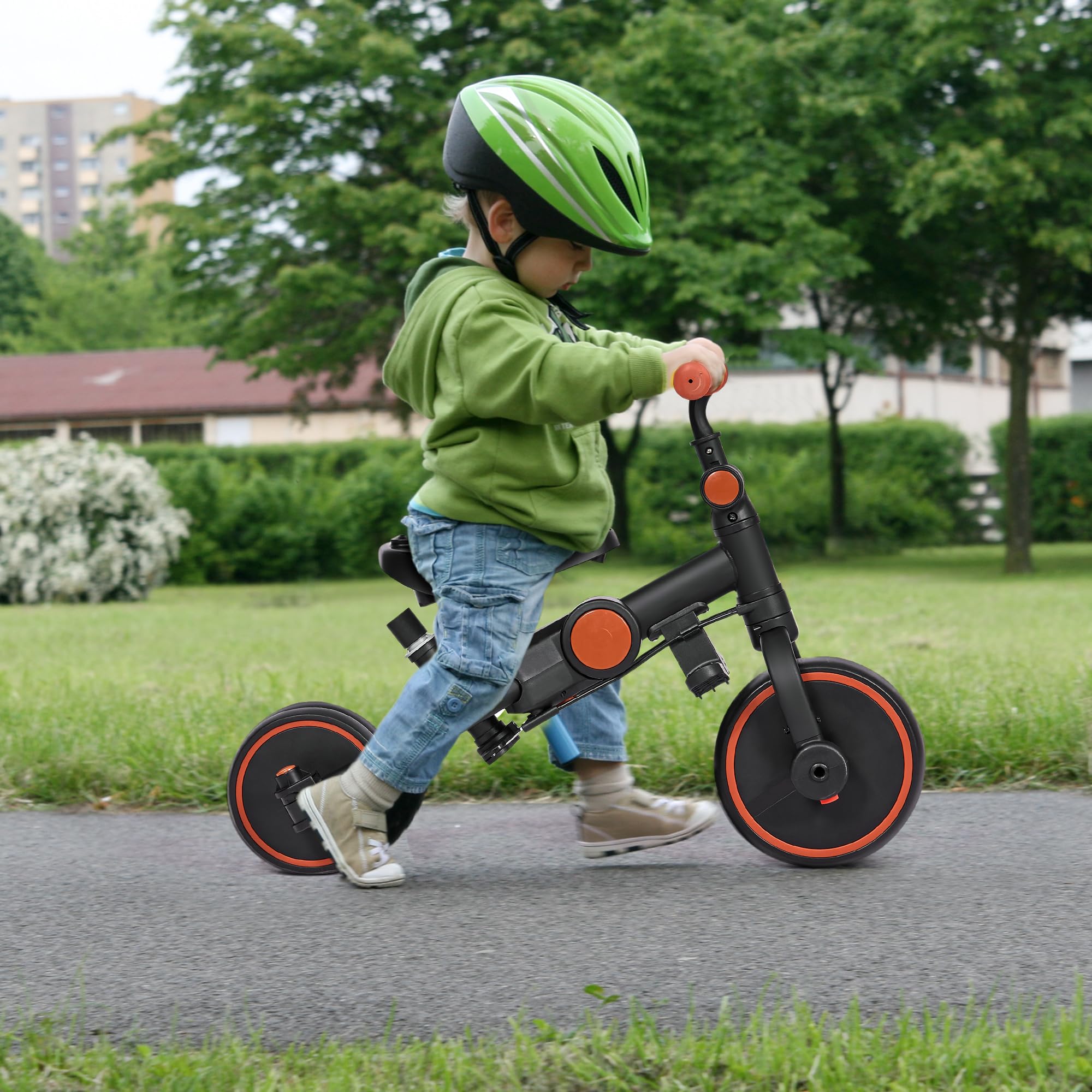 8-in-1 Toddler Push Tricycle with Parent Handle - Adjustable Balance Bike for 1-4 Year Old Boys & Girls - Perfect First Bike for Learning & Outdoor Play - Ideal Birthday Gift for Toddlers