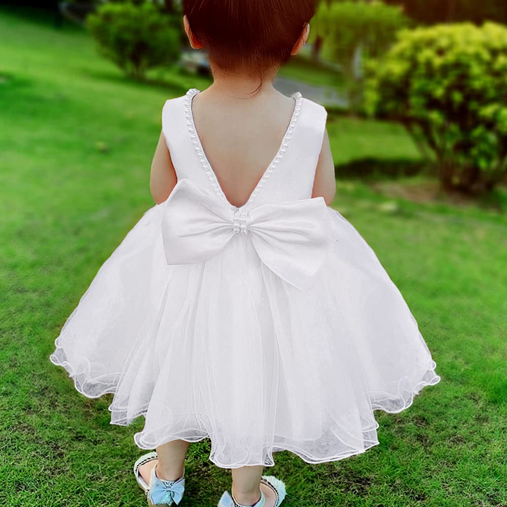 6M-6T Baby Girls Backless Lace Pageant Dress - Toddler Formal Princess Gown with Headwear - Perfect for Weddings, Birthday Parties & Photo Shoots