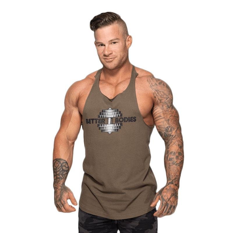 Better Bodies Team BB Stringer V2 - Premium Washed Green Workout Tank Top for Men | Gym, Running & Athletic Performance Apparel
