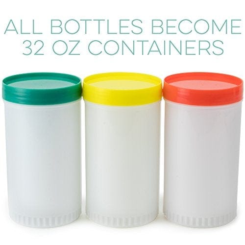 3-Pack Colorful Juice Pouring Spout Bottles - Mix, Pour & Store Plastic Barware for Cocktails, Smoothies & Drinks | Paradise Yellow, Orange & Green | Perfect for Home Bars, Parties & Restaurants