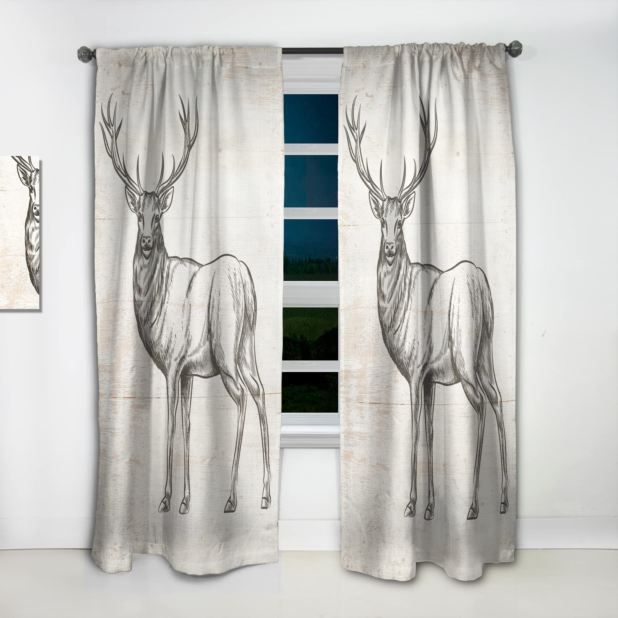 DesignQ Thermal Insulated Curtains - Deer Wild & Beautiful VIII - Single Panel 52x63 - Elegant Window Treatments for Bedroom & Living Room | Perfect for Home Decor, Privacy & Energy Efficiency