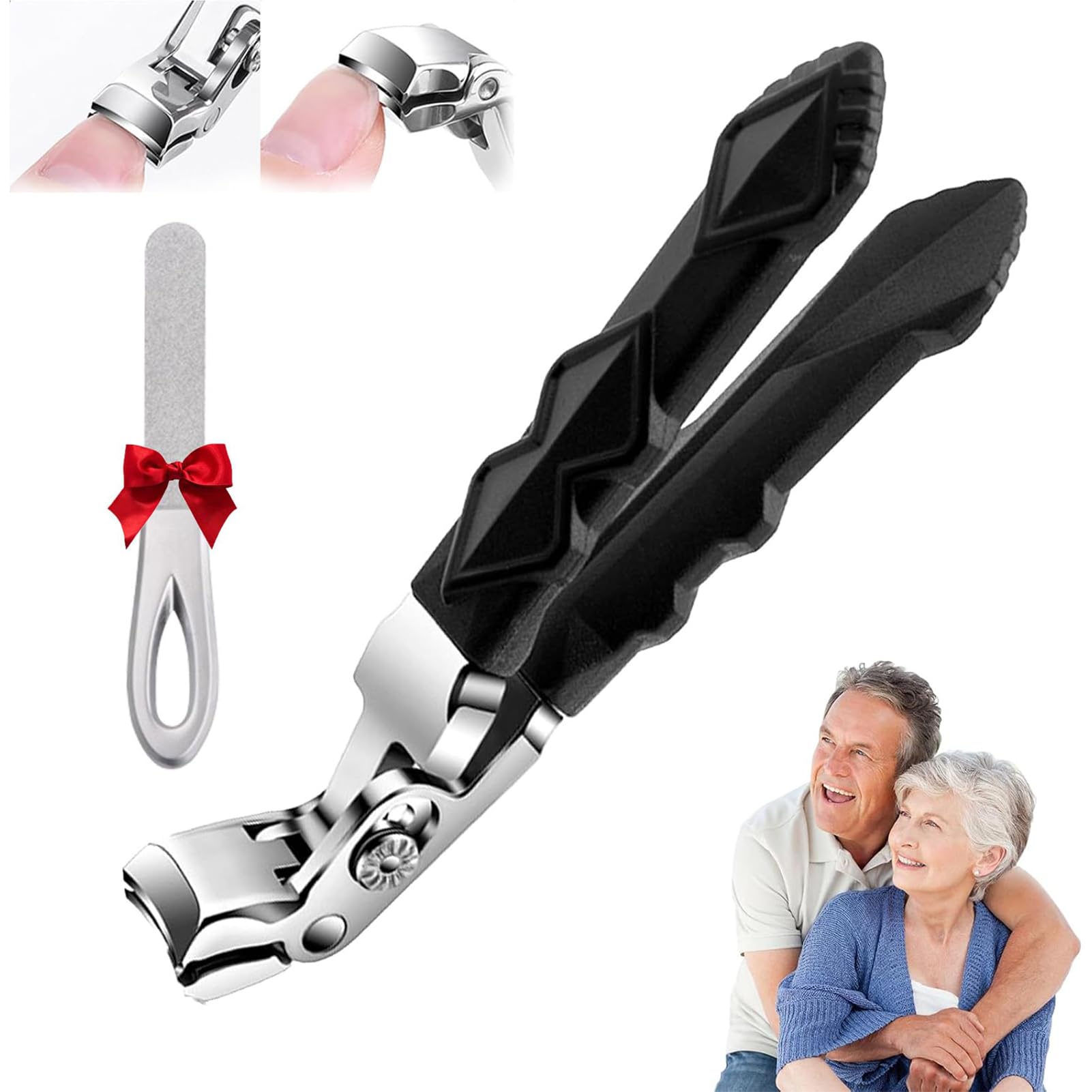 Outfany Professional Nail Clipper for Hard & Thick Toenails - Ergonomic Angled Head Design - Ideal for Seniors & Elderly Care - Perfect for Home, Travel & Pedicure Use (1 Piece)