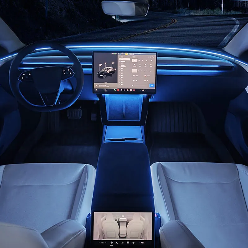 Custom Ambient Neon Lights for 2024+ Tesla Model 3 Highland & 2025 Model Y Juniper | App Controlled Multicolor LED Interior Lighting Kit | Perfect for Night Driving & Car Customization