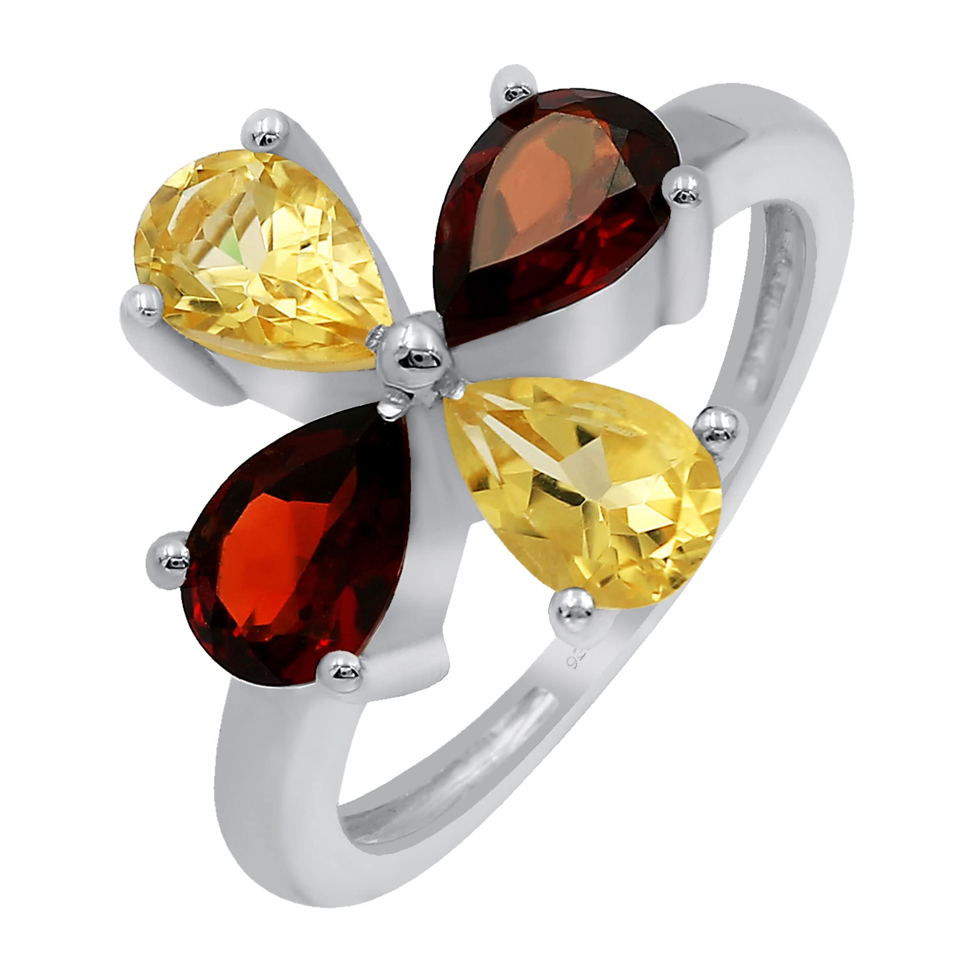 TISHAVI Natural Stone Rings for Women - Sterling Silver Multi Stone Rings, Size 5-12 - Elegant Birthstone & Healing Crystal Jewelry for Everyday Wear, Gift Giving & Special Occasions