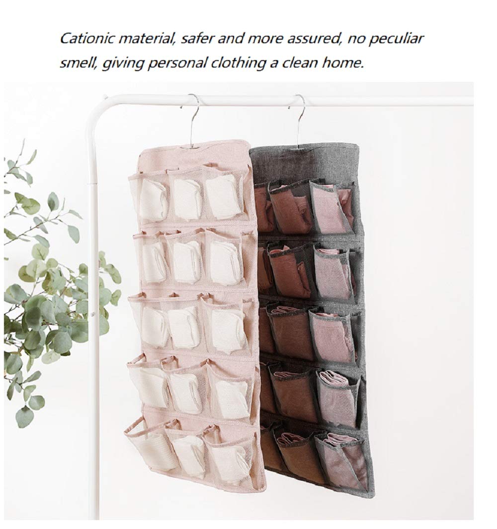 20-Pocket Hanging Closet Organizer for Clothes, Jewelry & Accessories - Space Saving Storage Solution for Pantry, Bras, Socks, Underwear & Stockings - Perfect for Bedroom, Closet & Dorm Organization (Gray)