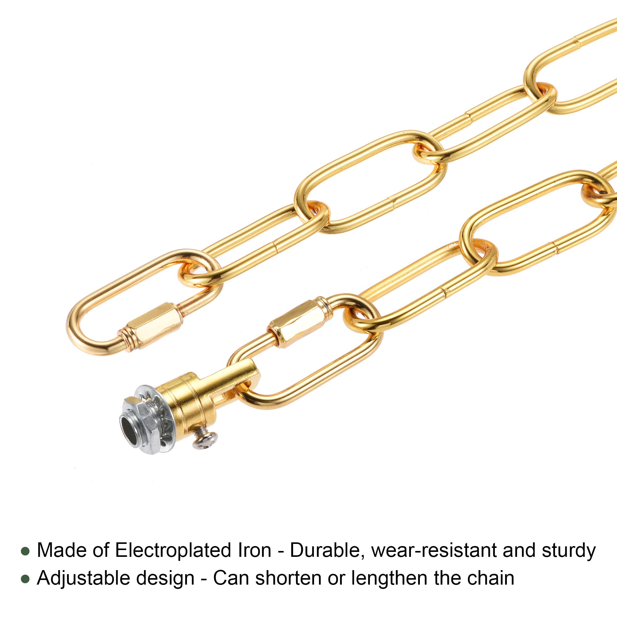 YOKIVE 12-Inch Gold Pendant Light Chain Kit - 4mm Thick Chandelier Hanging Links with Connector Hooks & Rings - Perfect for Ceiling Lights, Lamps, and DIY Home Decor Projects (Golden)