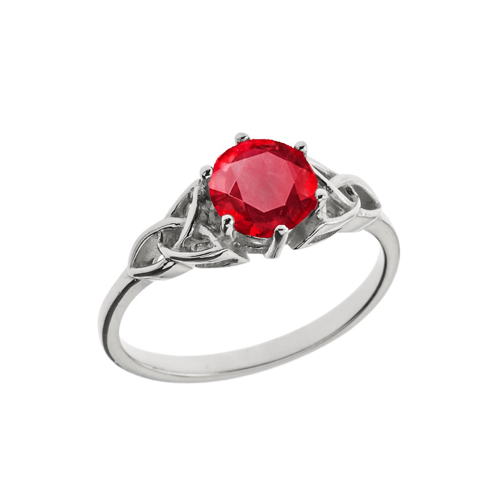 10k White Gold Celtic Trinity Knot Ring with Birthstone - Personalized Engagement & Proposal Ring for Women, Size 10.75 | Perfect for Anniversaries, Weddings & Special Occasions