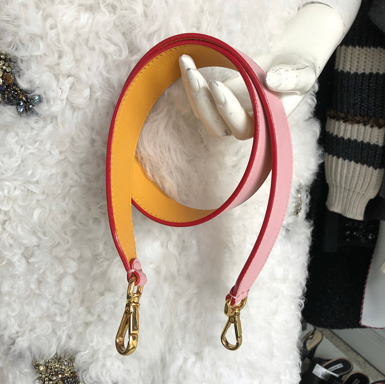Fendi Pink & Mustard Yellow Strap You Bag Strap - Luxury Designer Crossbody Strap for Handbags & Purses - Perfect for Everyday Use, Travel & Fashion Accessories