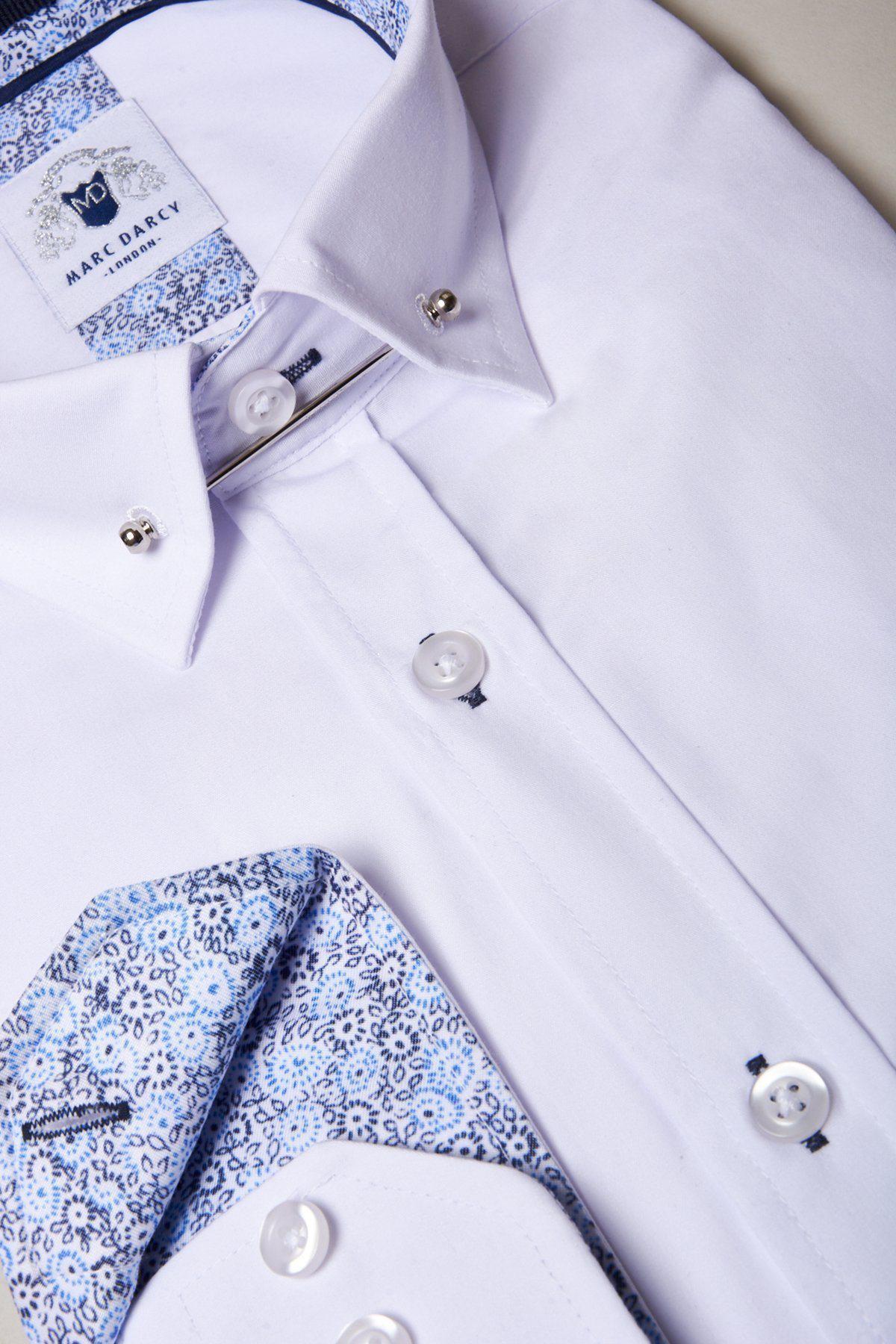 SUTTON Men's Classic White Dress Shirt with Collar Bar - Formal Office Wear & Business Attire for Professional Look