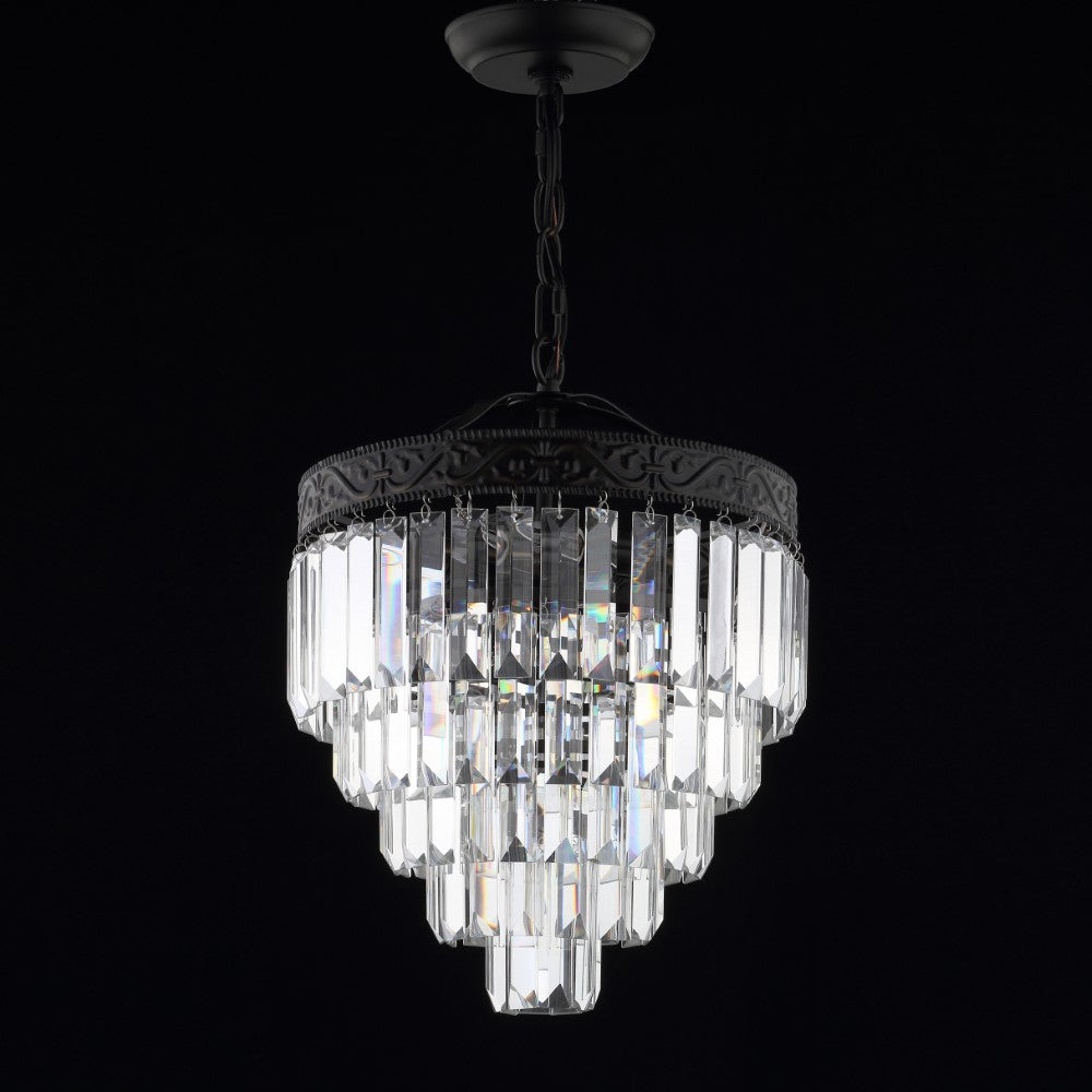 Wyatt 12 Light Crystal LED Chandelier - Modern Elegant Ceiling Light Fixture for Dining Room, Bedroom, Living Room & Entryway