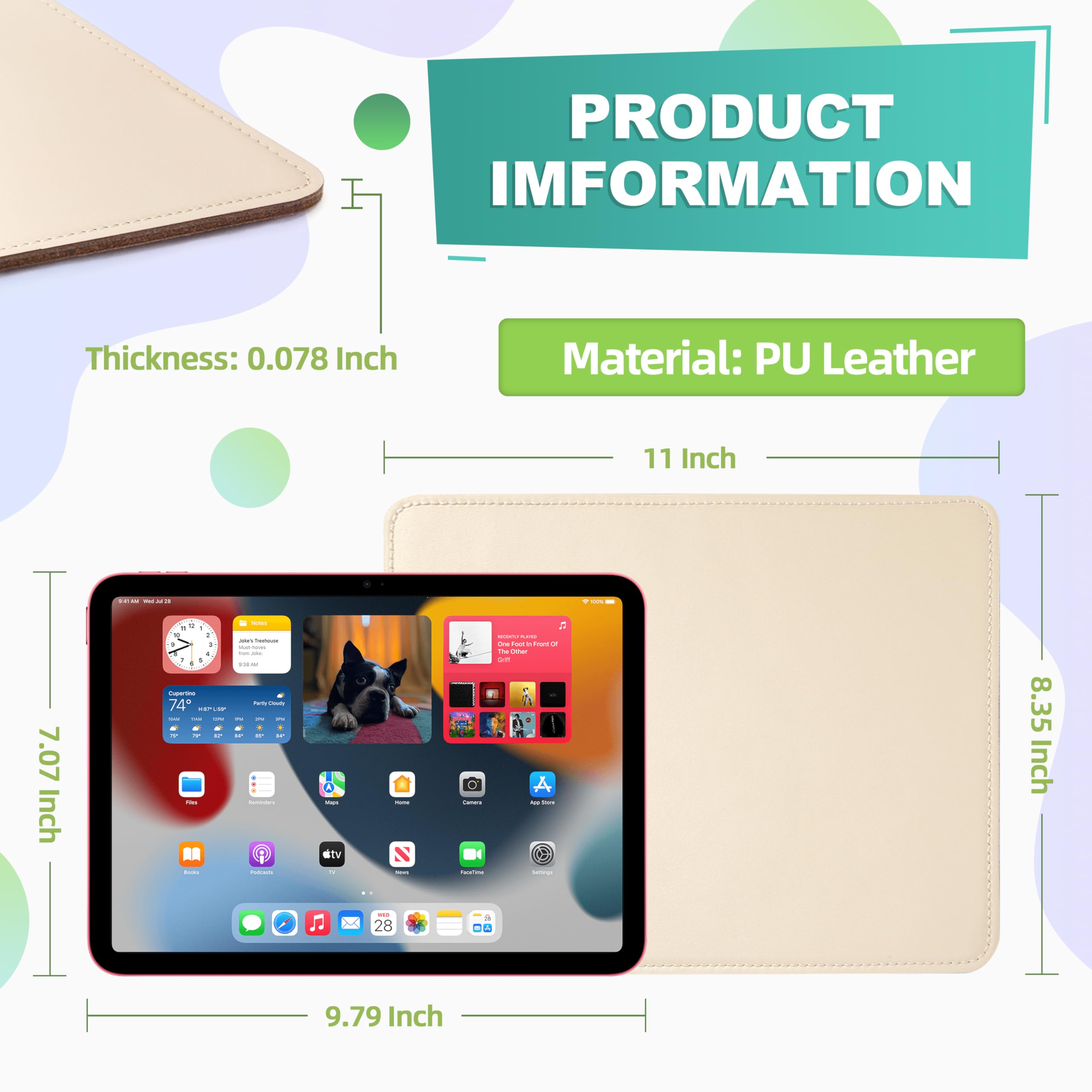 Premium PU Leather Mouse Pad with Stitched Edge - Non-Slip Microfiber Base, Waterproof Desk Mat for Computer & Laptop (8x11 Inch, Milky White) - Perfect for Office, Gaming & Home Workspace