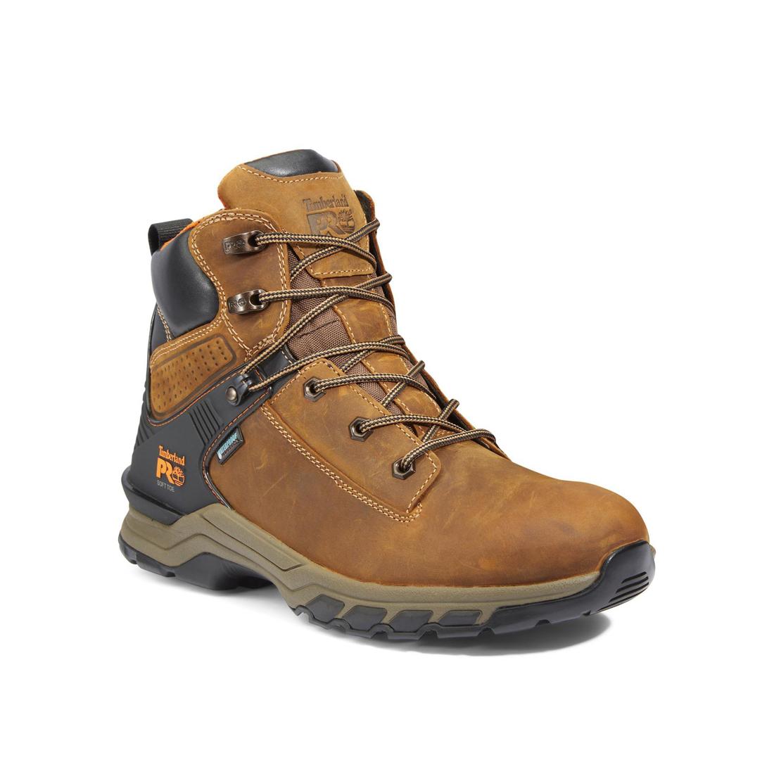 Hypercharge 6 Inch Soft Toe Waterproof Work Boots for Men - Brown Leather Safety Shoes for Construction, Hiking & Outdoor Activities