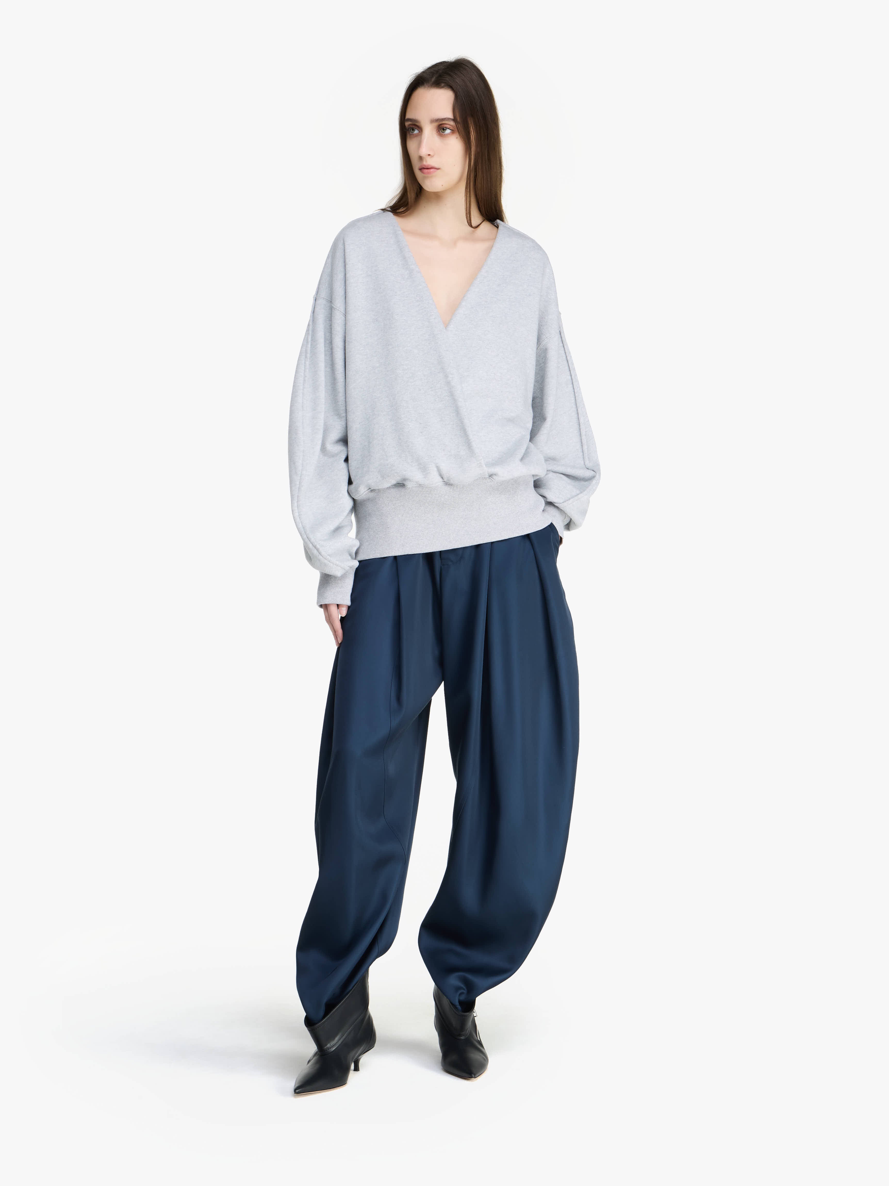 Stylish Rounded Wrap Front Sweatshirt for Women | Cozy Casual Pullover | Perfect for Lounge Wear, Running Errands & Fall Outfits