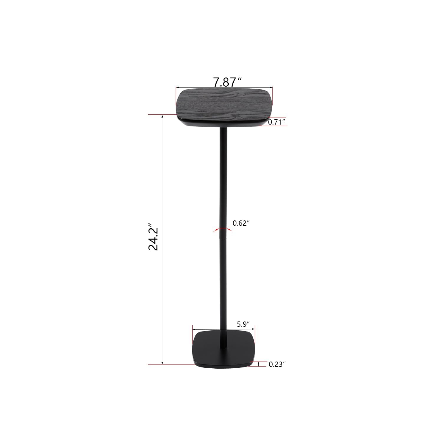 Small Square Wooden Pedestal Drink Table - Durable Martini Cocktail Side Table with Weighted Base - Accent End Table for Living Room, Bedroom, Office & Small Spaces (Black) - Perfect for Holding Drinks, Books & Decor in Compact Areas