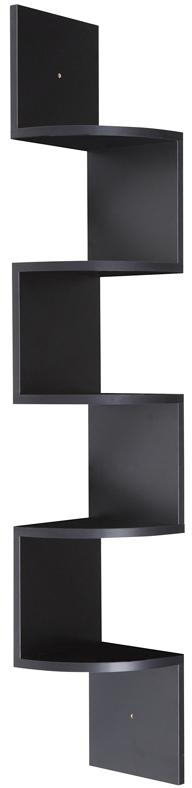 OneSpace 5-Tier Large Corner Wall Mount Shelf - Black | Space-Saving Storage Solution for Bathroom, Kitchen, Living Room & Bedroom Organization