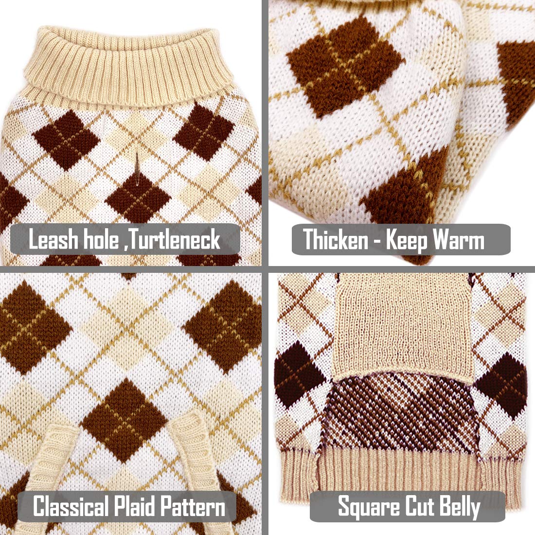 KYEESE Thick Knit Dog Sweaters with Leash Hole - Warm Winter Dog Clothes for Small Medium Large Breeds - Perfect for Fall & Winter Walks, Outdoor Adventures, and Cozy Indoor Wear