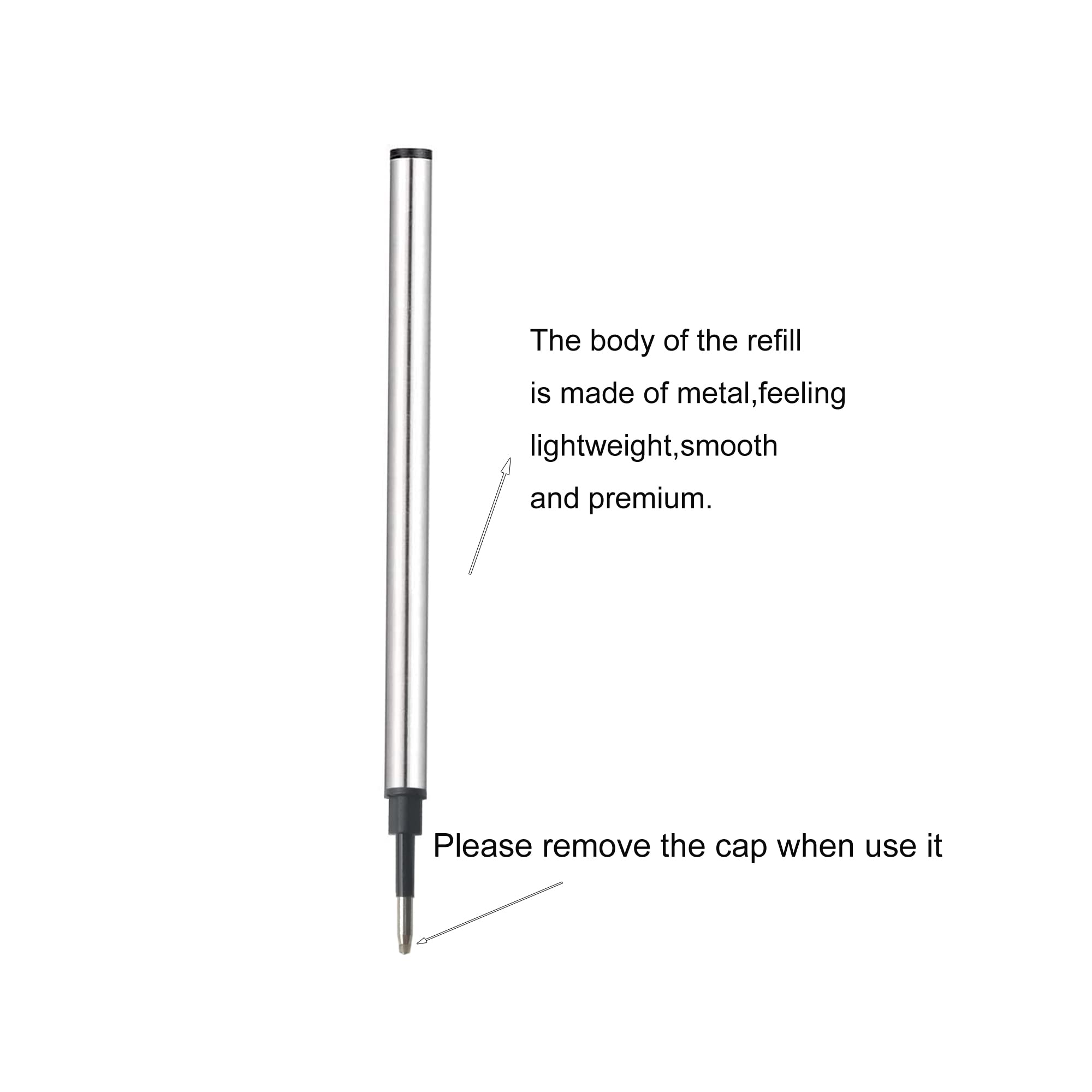 6-Pack Black Ink Pen Refills - 0.7mm Medium Point Gel Rollerball Refills (4.37