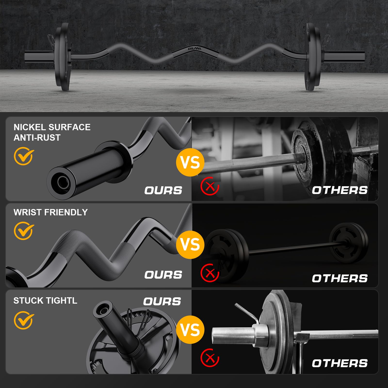 Olympic EZ Curl Barbell Bar 47