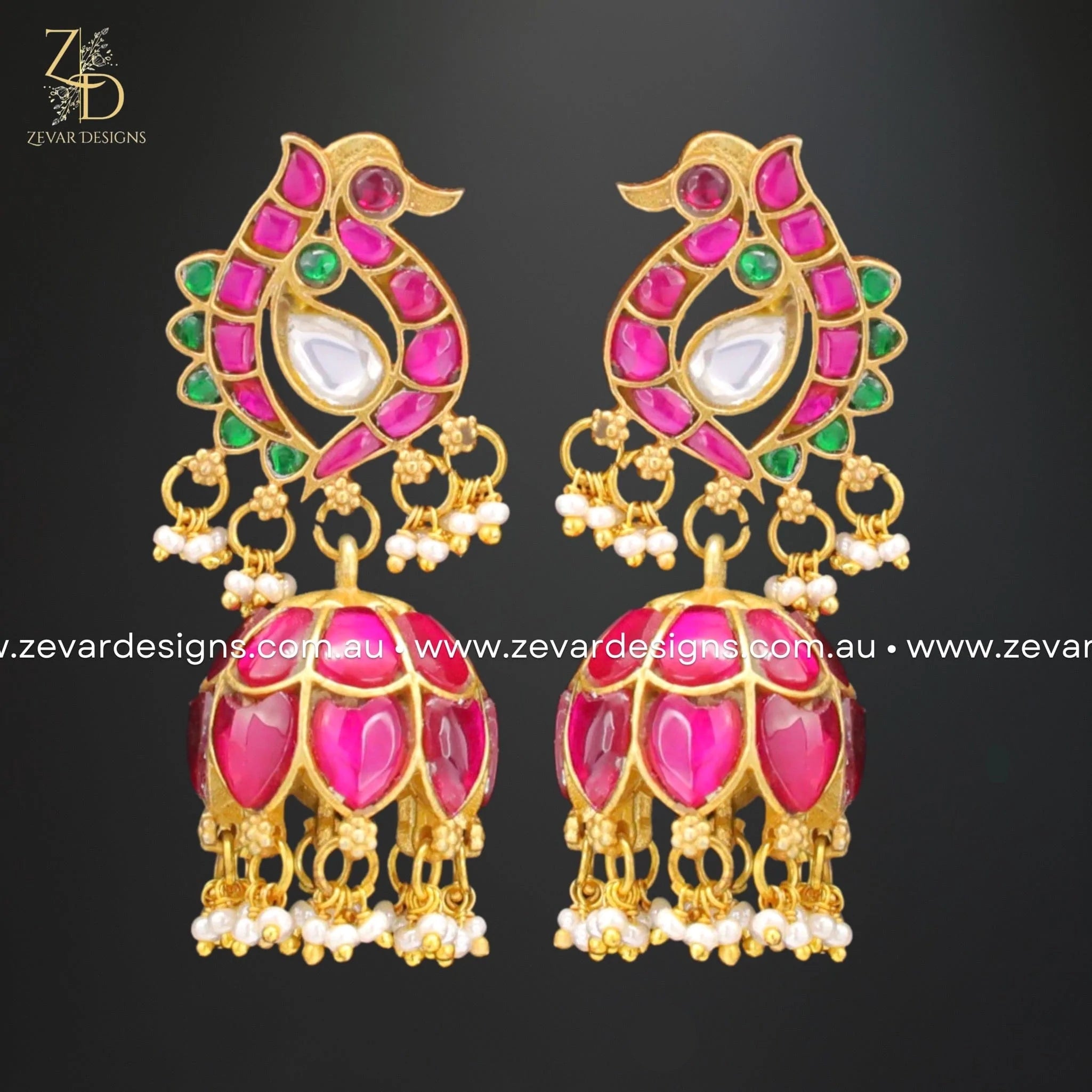 Exquisite Jadau Kundan Jhumki Earrings - Multicolor Traditional Indian Jewelry for Weddings & Festive Occasions