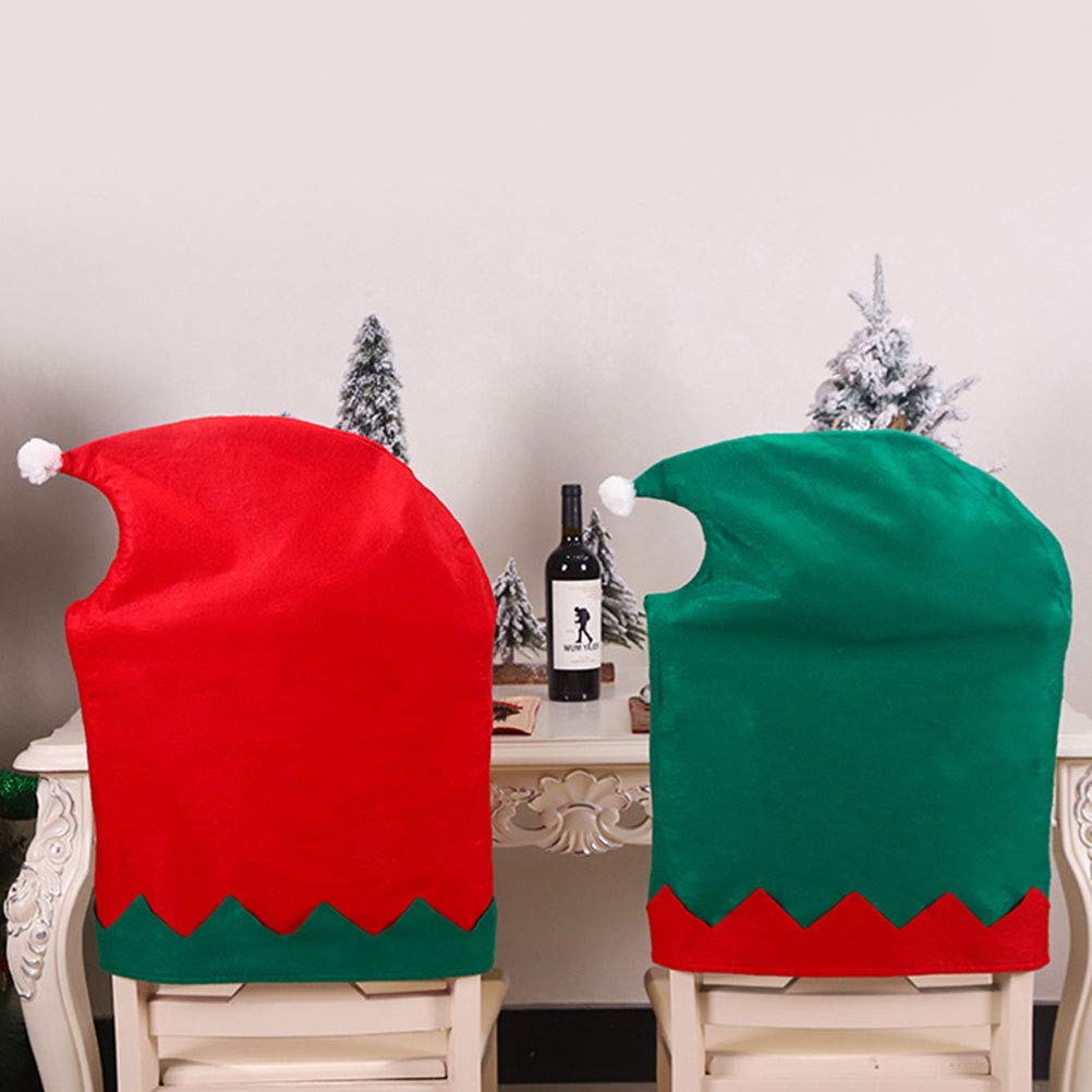 BESPORTBLE 4-Piece Christmas Dining Chair Covers Set - Santa Hat Design, Green Kitchen Chair Slipcovers for Holiday Decor (Perfect for Christmas Parties, Dining Room & Kitchen Decorations)
