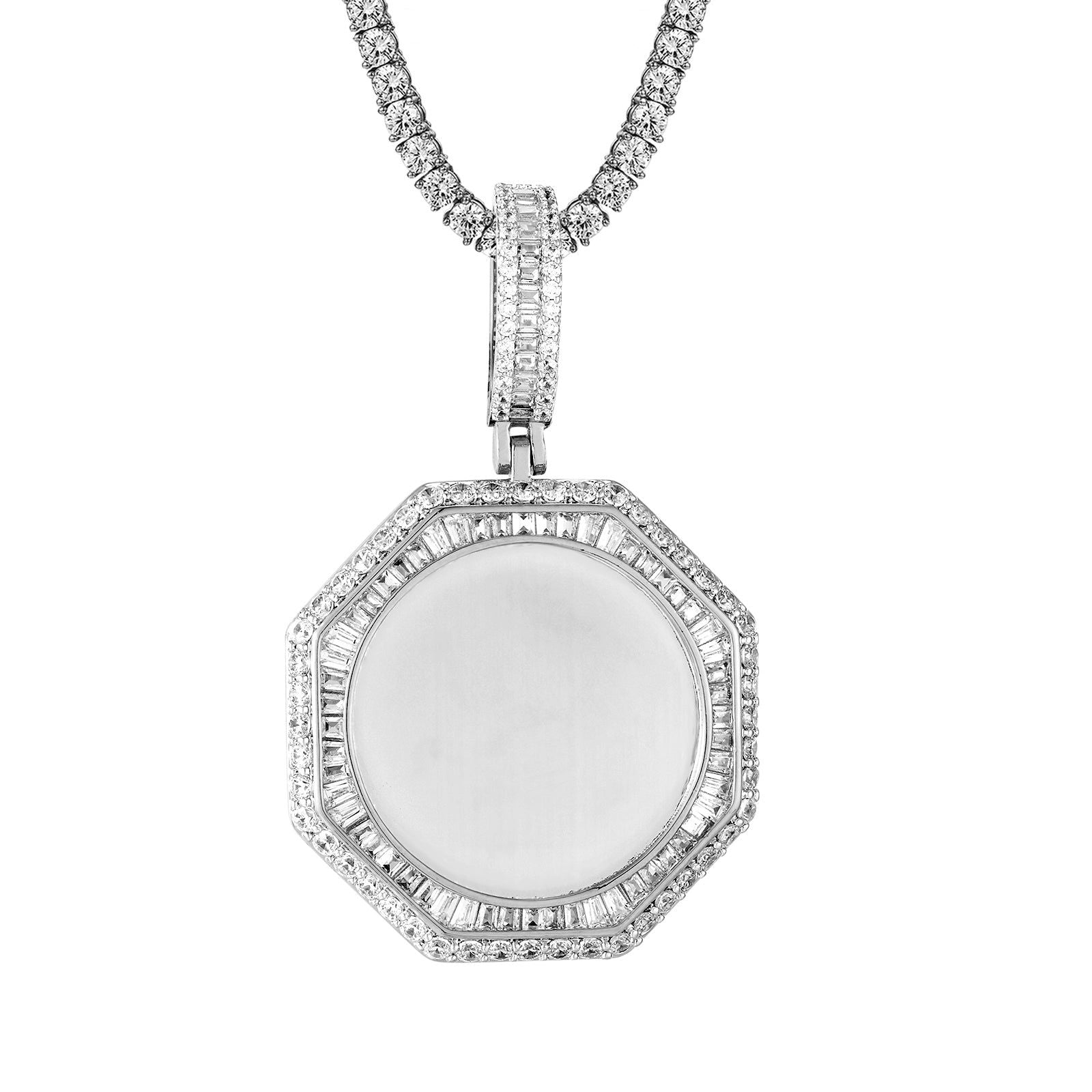 Custom Engraved Men's Baguette Photo Frame Pendant Necklace - Personalized Memorial Gift for Dad, Husband, Boyfriend | Perfect for Anniversaries, Birthdays & Memorial Keepsakes