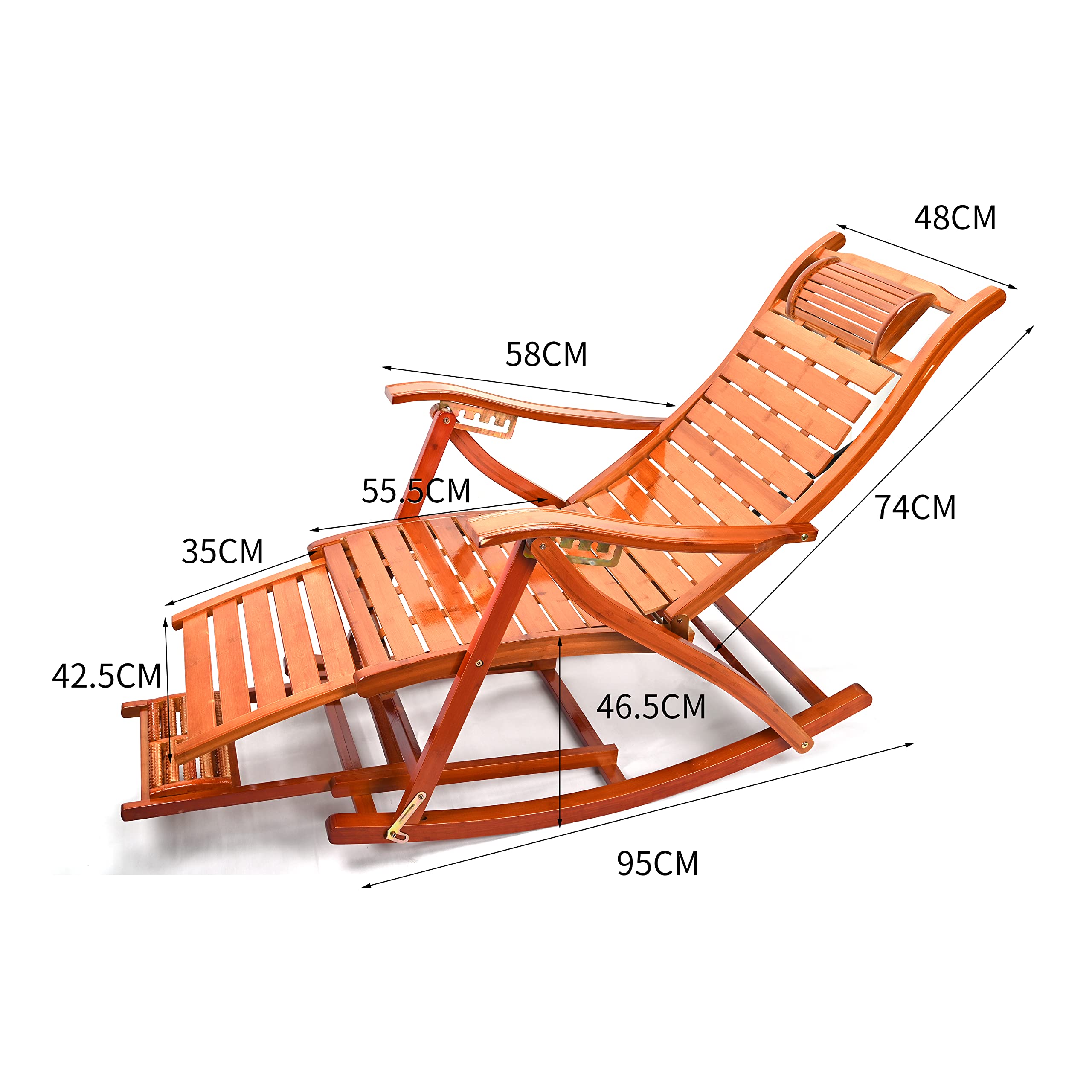 Foldable Rocking Chair - Portable Bamboo Lounge Chair for Indoor & Outdoor Use - Perfect for Garden, Patio, Beach, and Relaxation