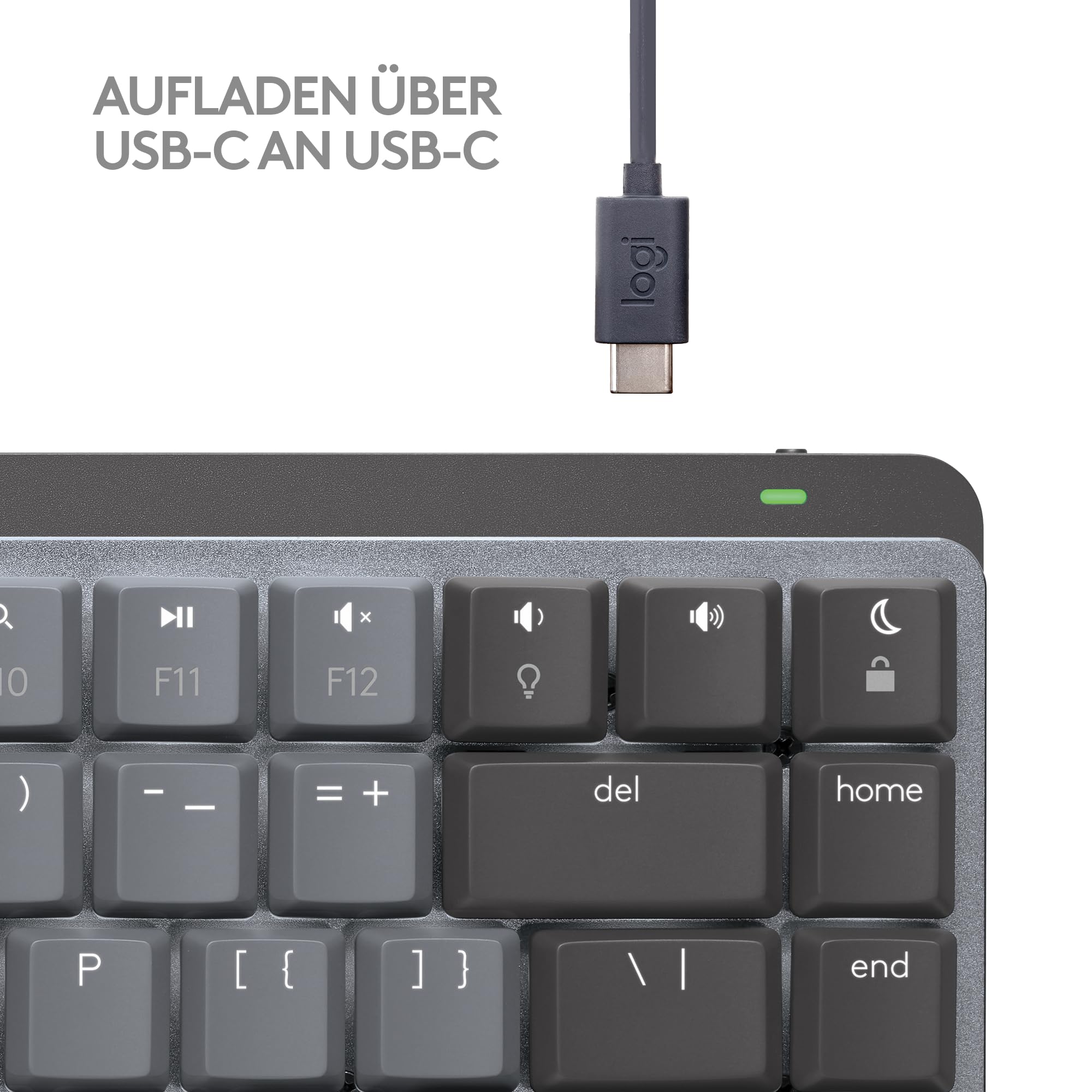 Logitech MX Mechanical Mini Wireless Keyboard for Mac - Backlit, Low-Profile Keys, Tactile Silent Switches, Bluetooth, USB-C, German QWERTZ Layout (Space Gray) - Perfect for Apple MacBook, iPad & Office Work