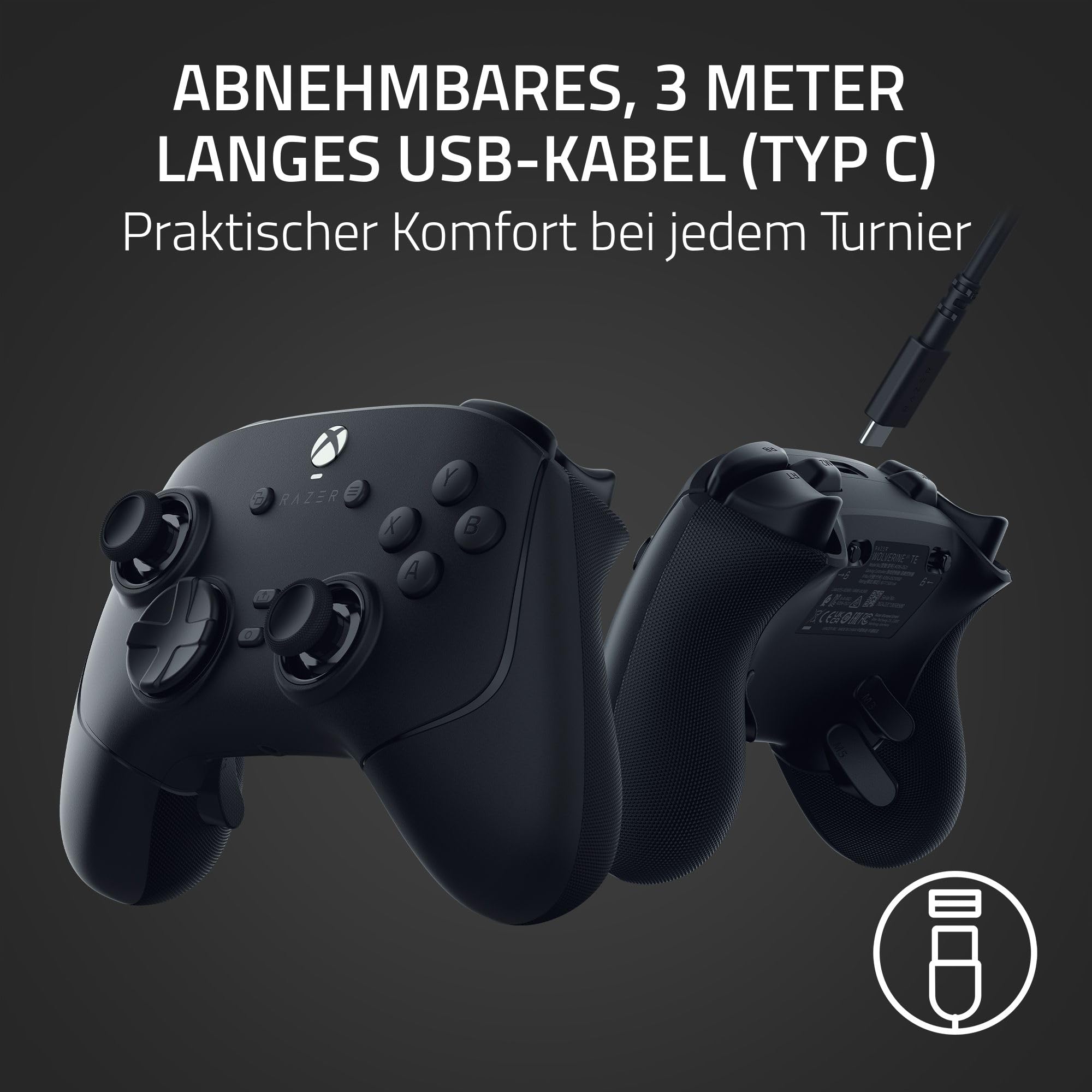 Razer Wolverine V3 Tournament Edition Wired Esports Controller for Xbox Series X|S & PC - Mecha Tactile Buttons, Pro HyperTriggers, 8-Way D-Pad, 3m USB-C Cable (Black) - Perfect for Competitive Gaming & Professional Esports Tournaments