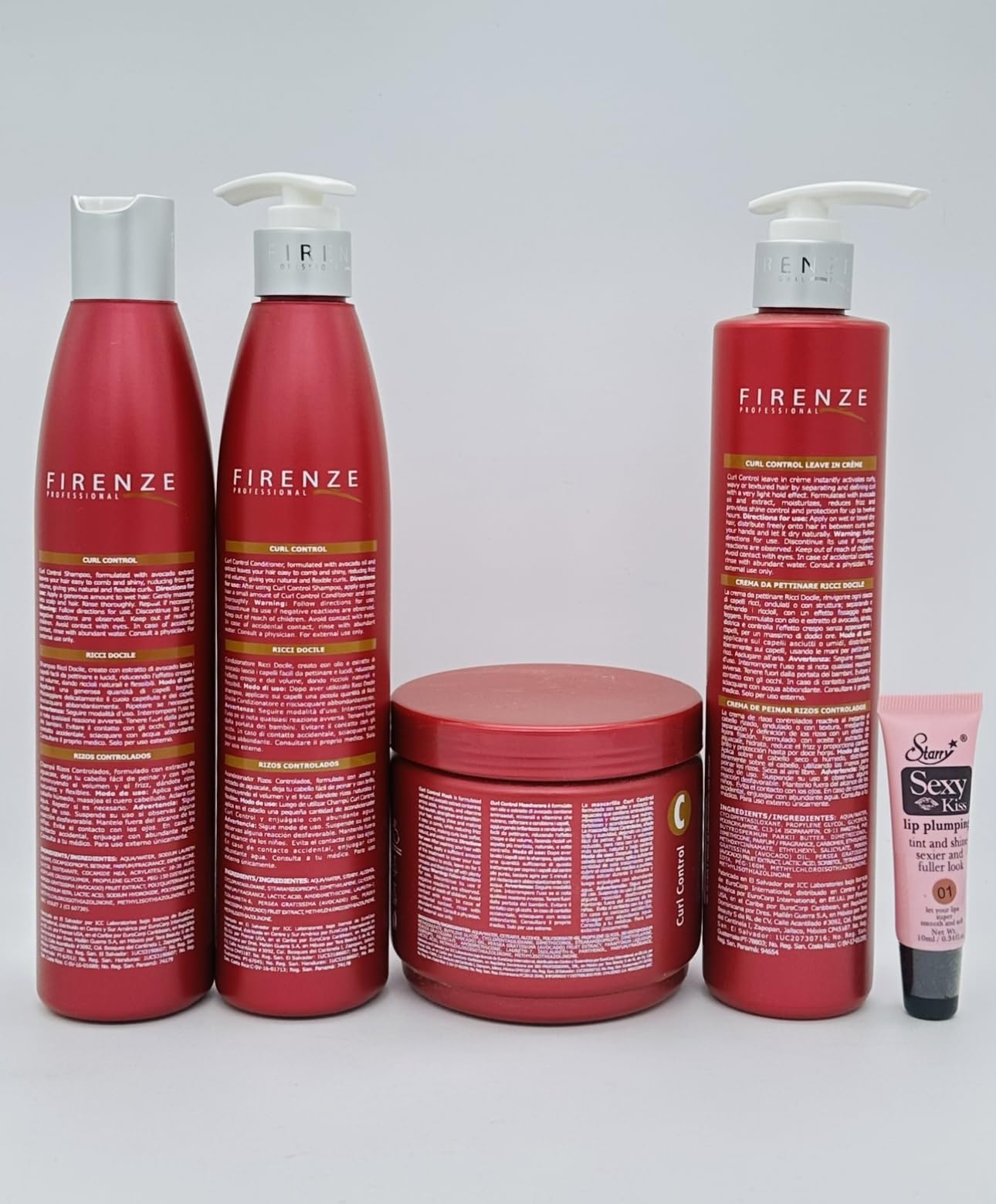 **Curl Control Shampoo & Conditioner Set (10.1 oz) with Leave-In Cream (10.1 oz) & Hair Mask Treatment (13.5 oz) - Includes Free Starry Lip Plumping Gloss (10ml) for Hydrated, Defined Curls - Perfect for Daily Hair Care & Special Occasions**