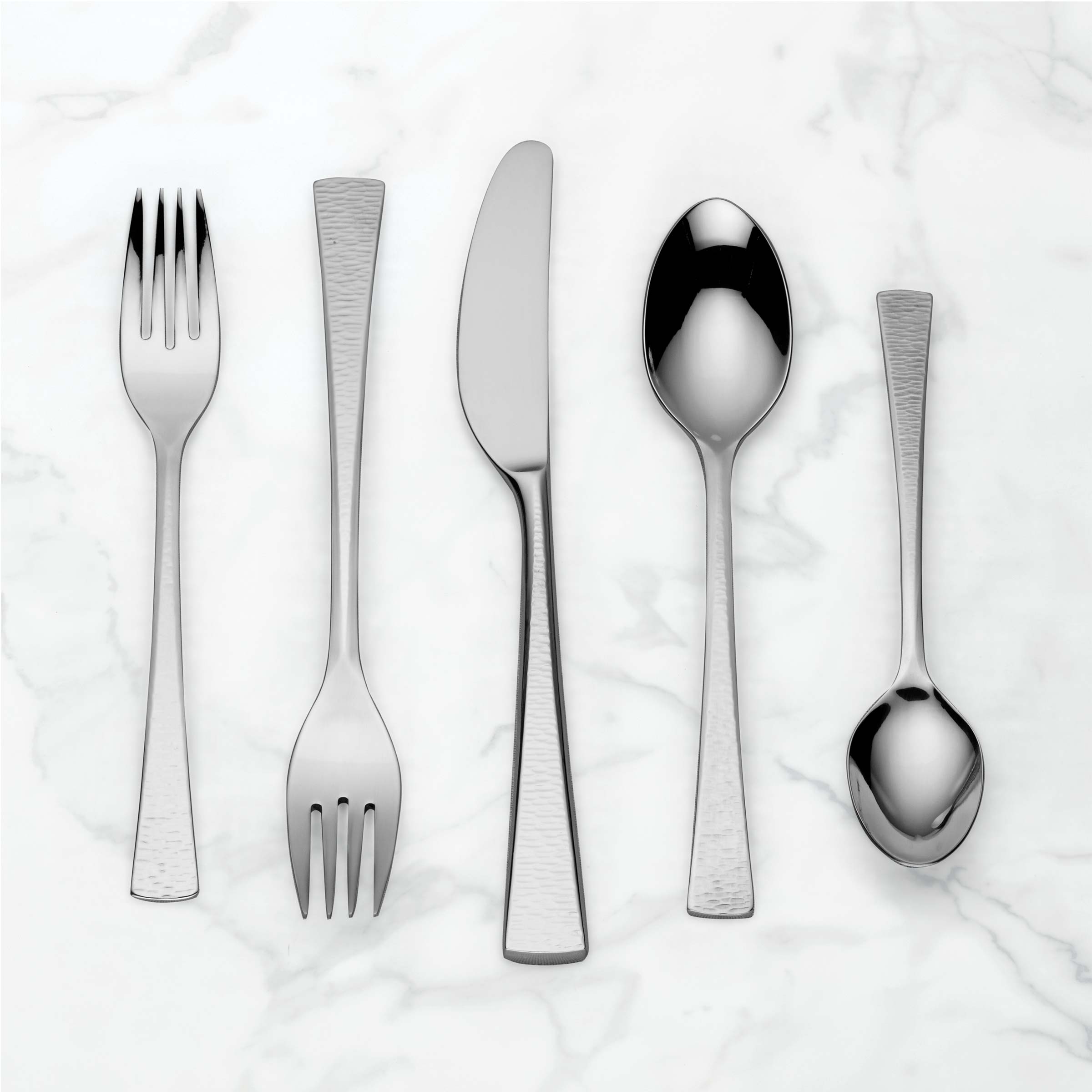 Biscayne 65-Piece Stainless Steel Flatware Set - Service for 12, Mirror Polished Silverware Set for Dining, Wedding & Entertaining - Dishwasher Safe Cutlery Set for Home & Restaurant Use
