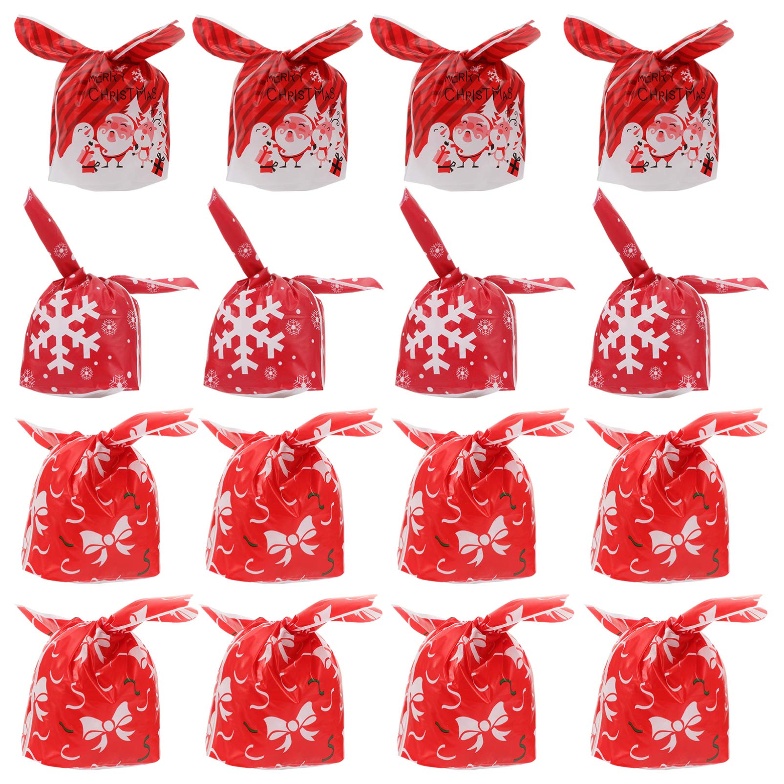 150pcs Red Christmas Gift Bags with Santa Claus Print - Holiday Party Treat Bags for Candy, Cookies & Goodies - Perfect for Xmas Celebrations, Office Gifts & Classroom Exchanges