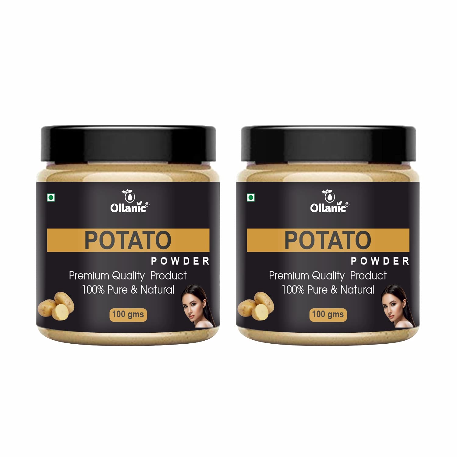 Oilanic 100% Pure Natural Potato Powder for Skin & Hair Care - 2 Jars (200g Each) | Brightening Face Mask & Hair Growth Treatment | DIY Beauty Recipes & Organic Skincare Solutions