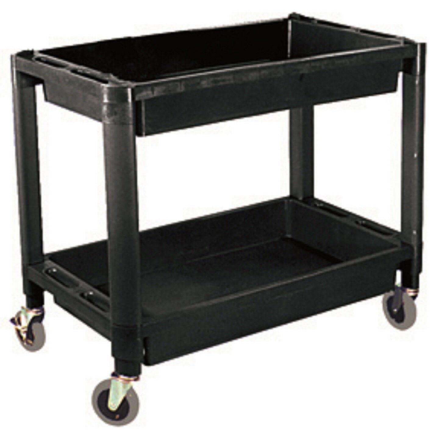 Heavy-Duty 2-Shelf Rolling Utility Cart - Plastic Storage Organizer for Office, Kitchen, Bathroom & Garage - Mobile Shelving Cart with Wheels for Easy Transport