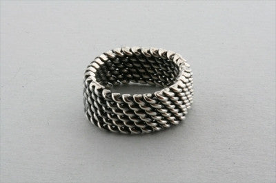 Sterling Silver Mesh Ring for Women - Elegant Stackable Band Jewelry for Everyday Wear & Special Occasions