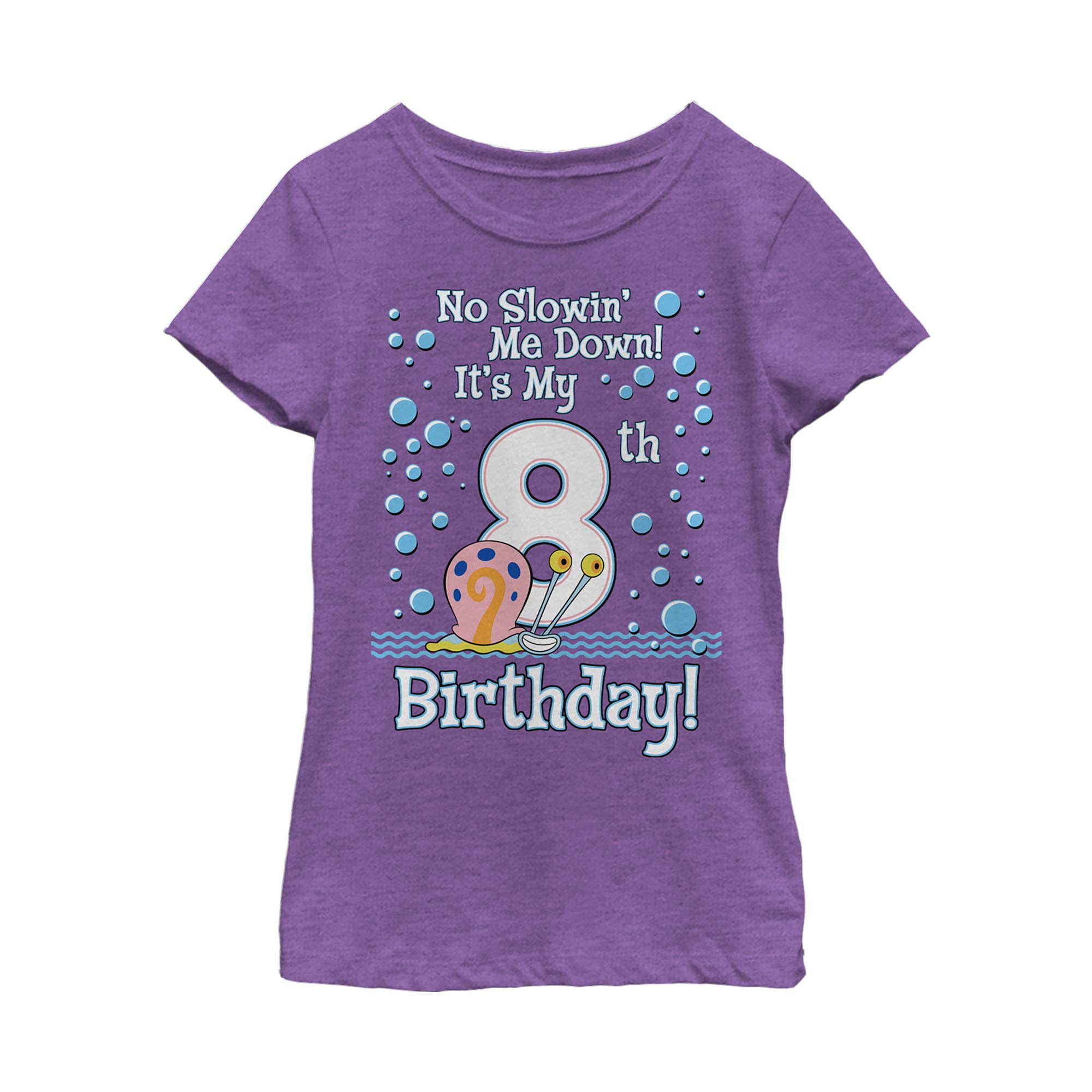 SpongeBob SquarePants Gary Birthday 8th Girls Short Sleeve T-Shirt - Cute Cartoon Graphic Tee for Kids & Toddlers - Perfect for Birthday Parties, Playdates & Casual Wear